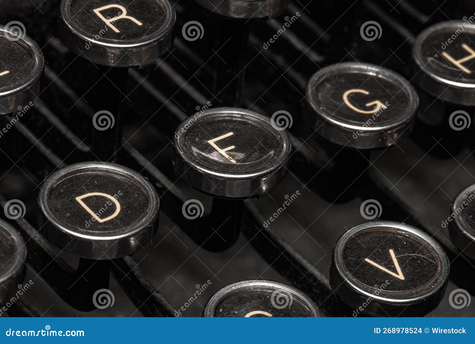 Closeup of Old Typewriter Vintage Keys Letters Stock Photo Image of