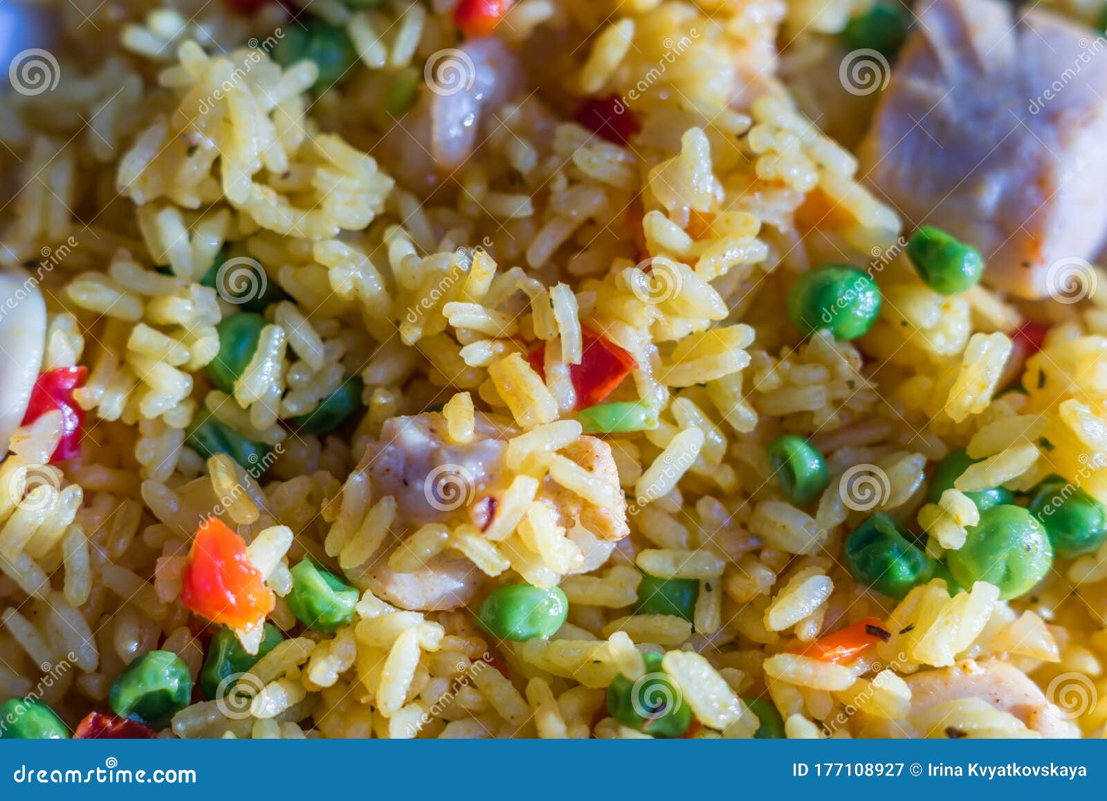 Closeup of Paella with Chicken and Seafood Stock Image Image of