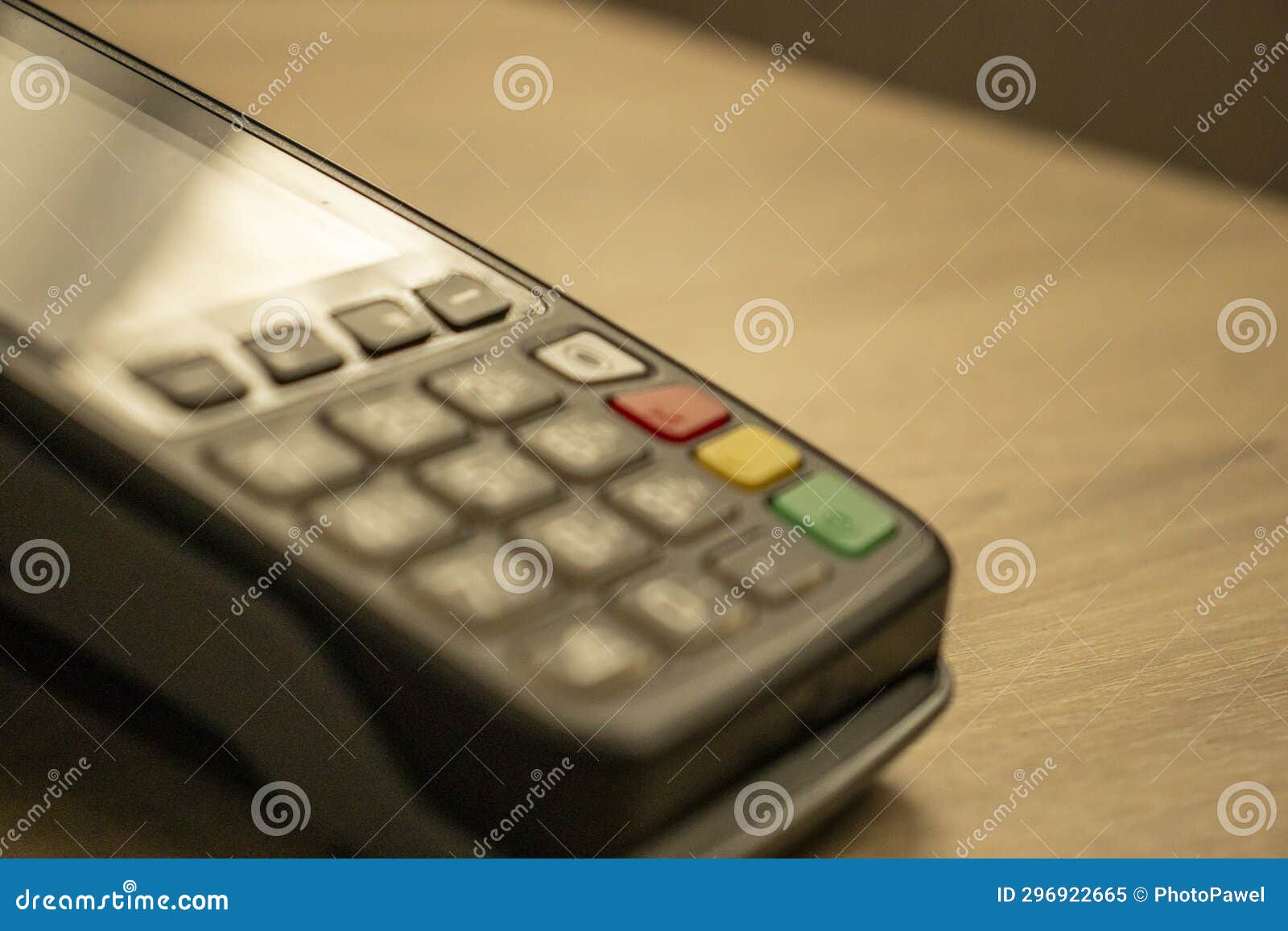 closeup of a payment terminal's keyboard, highlighting the concept of banking.