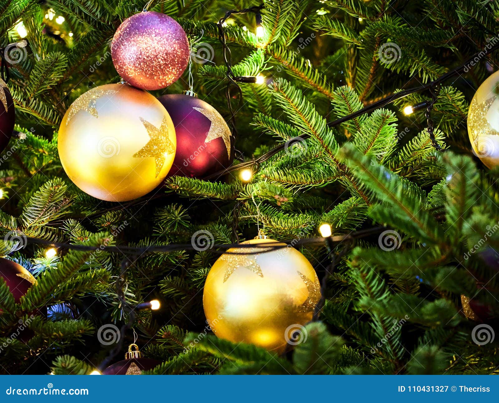 Closeup Photo of Beautiful Christmas Tree Ornaments Stock Image - Image ...