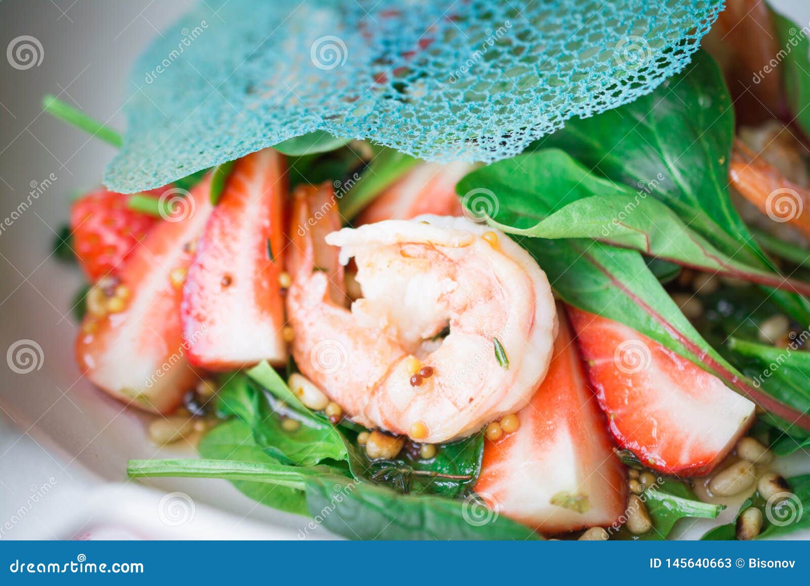 Closeup Photo of Salad with Tiger Prawns Stock Image - Image of ...