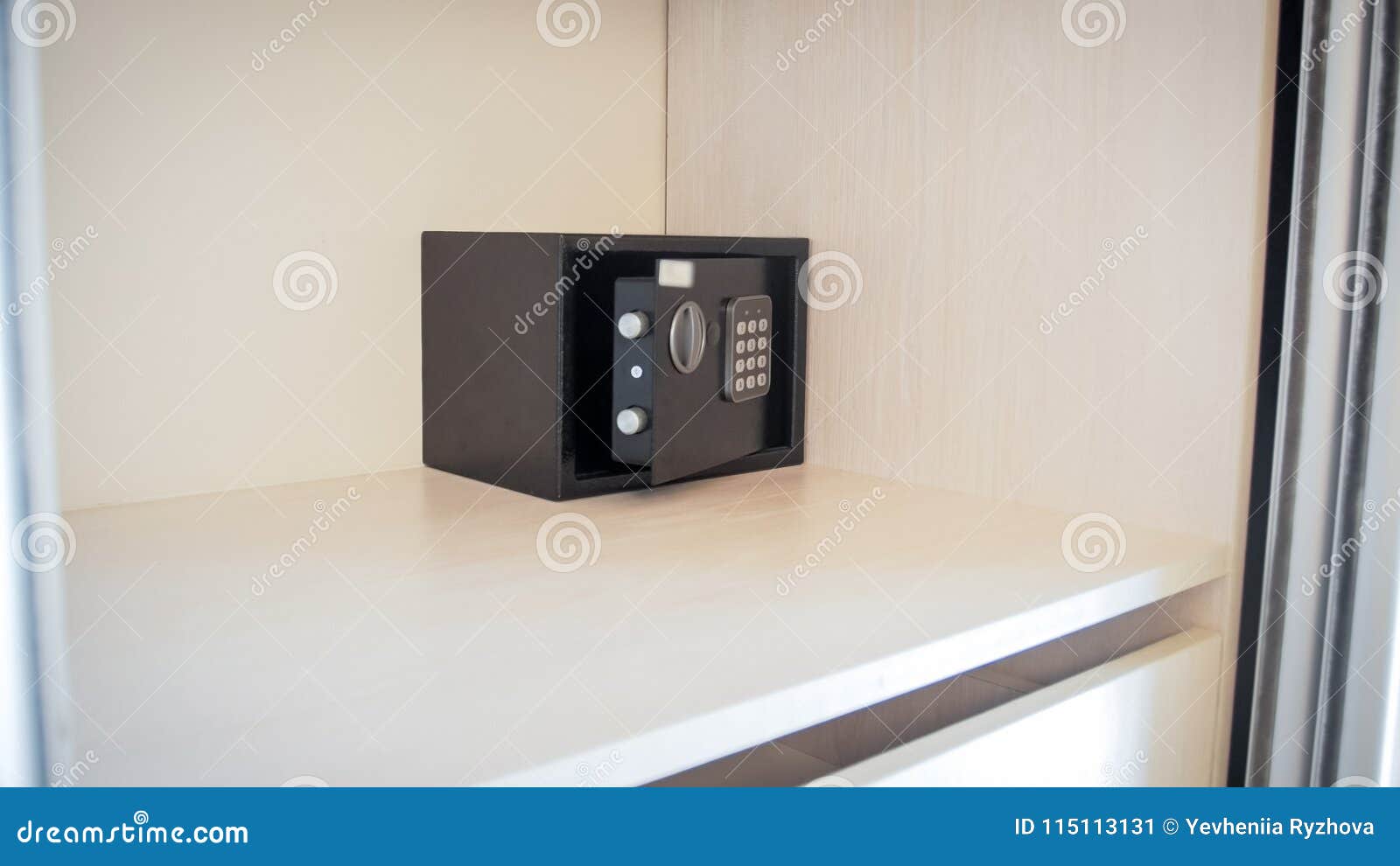 Closeup Image of Small Open Safe Box in Hotel Room Stock Image Image