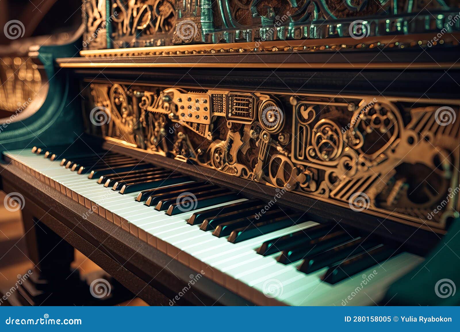 Closeup piano. Generate Ai stock illustration. Illustration of black