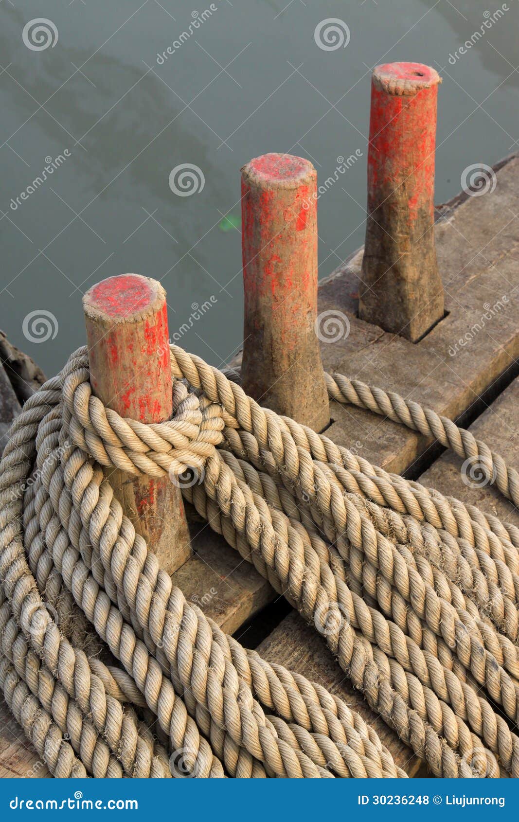 Coir Rope on the Wooden Boat Stock Photo - Image of rough, twine: 30236248