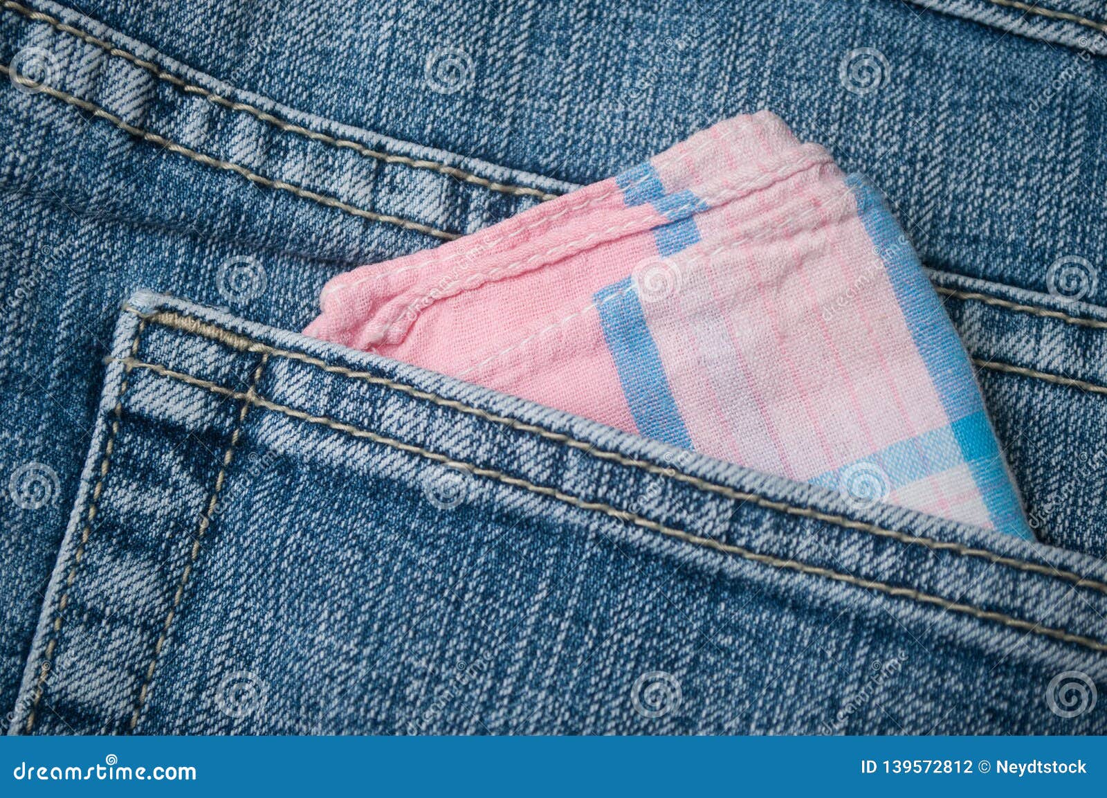 Pink Fabric Hanky in Blue Jeans Pocket Stock Illustration ...