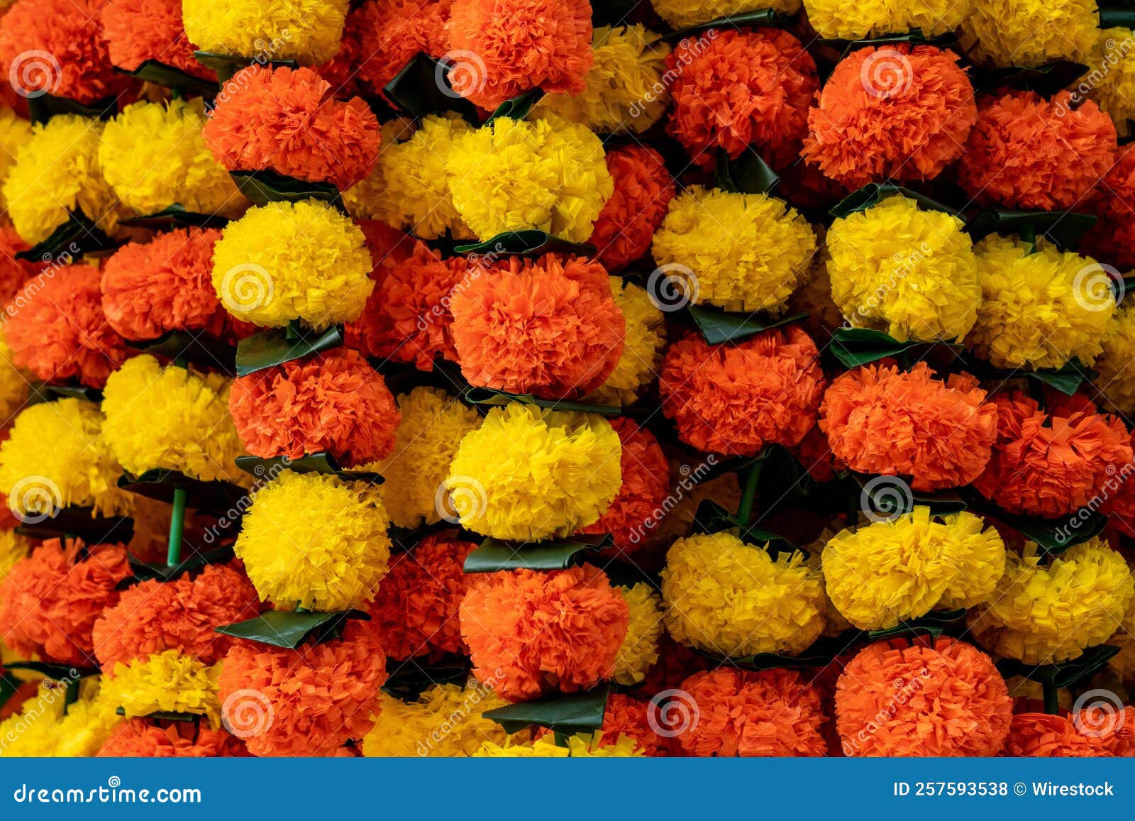 Closeup of a Plastic Flower Garland Stock Photo Image of leaf, plant 257593538