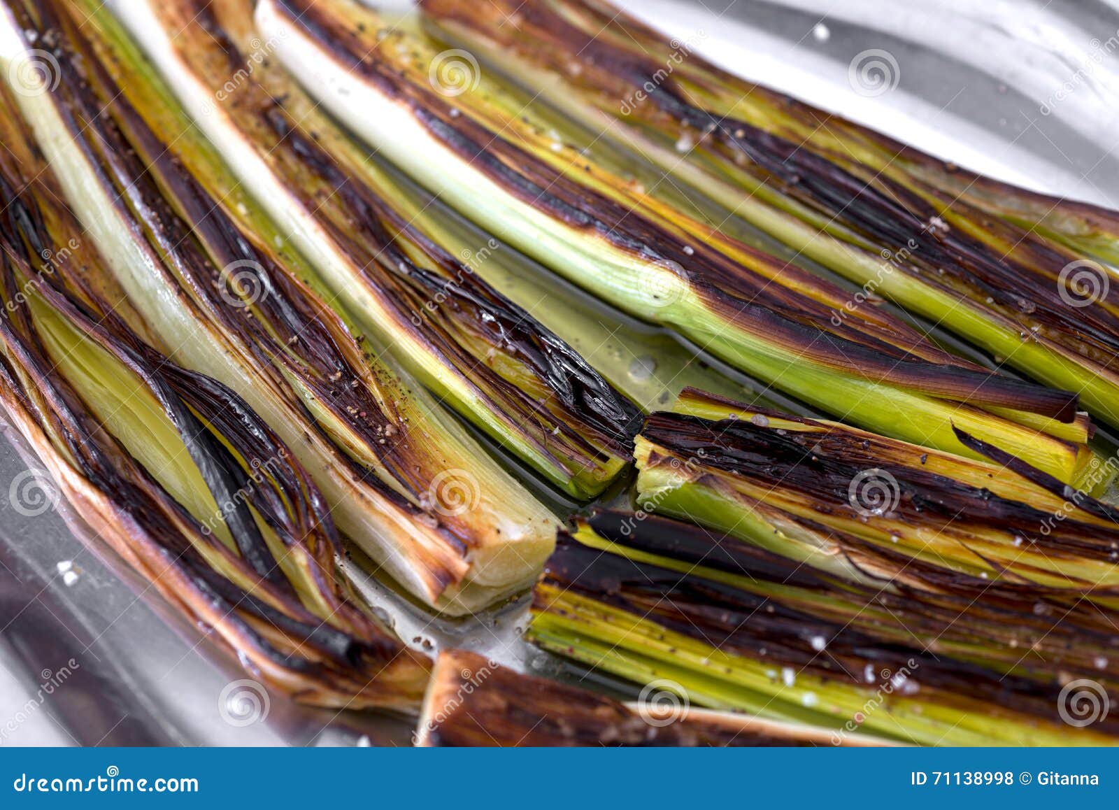 closeup of a plate with leeks