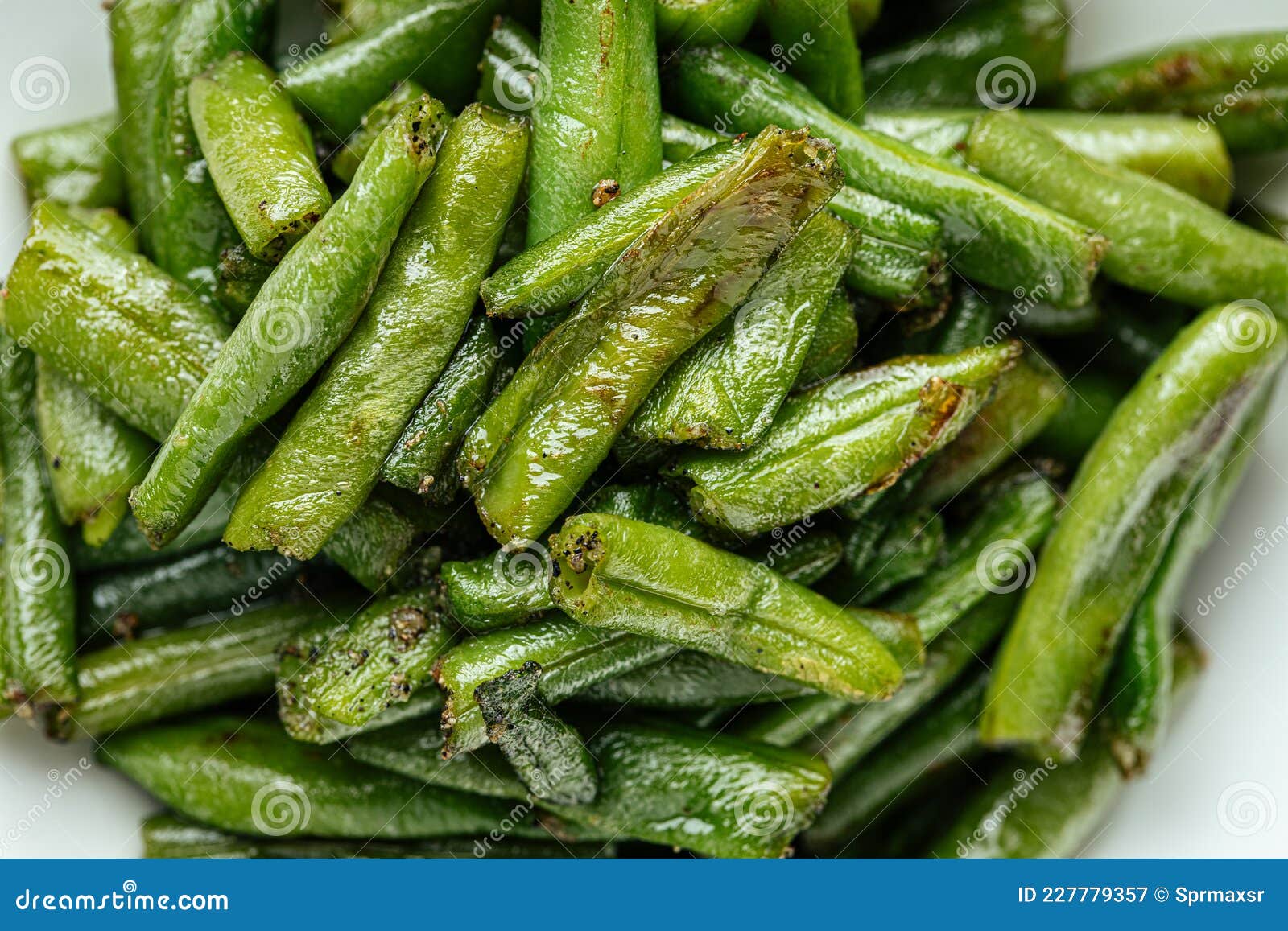 Closeup on Fried Green String Beans Garnish Stock Image Image of