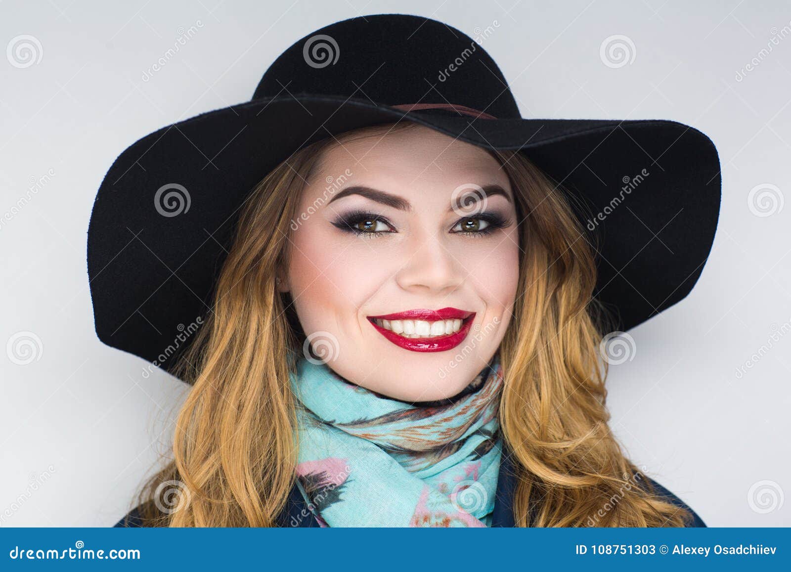 Woman black hat stock image. Image of portrait, pretty - 108751303