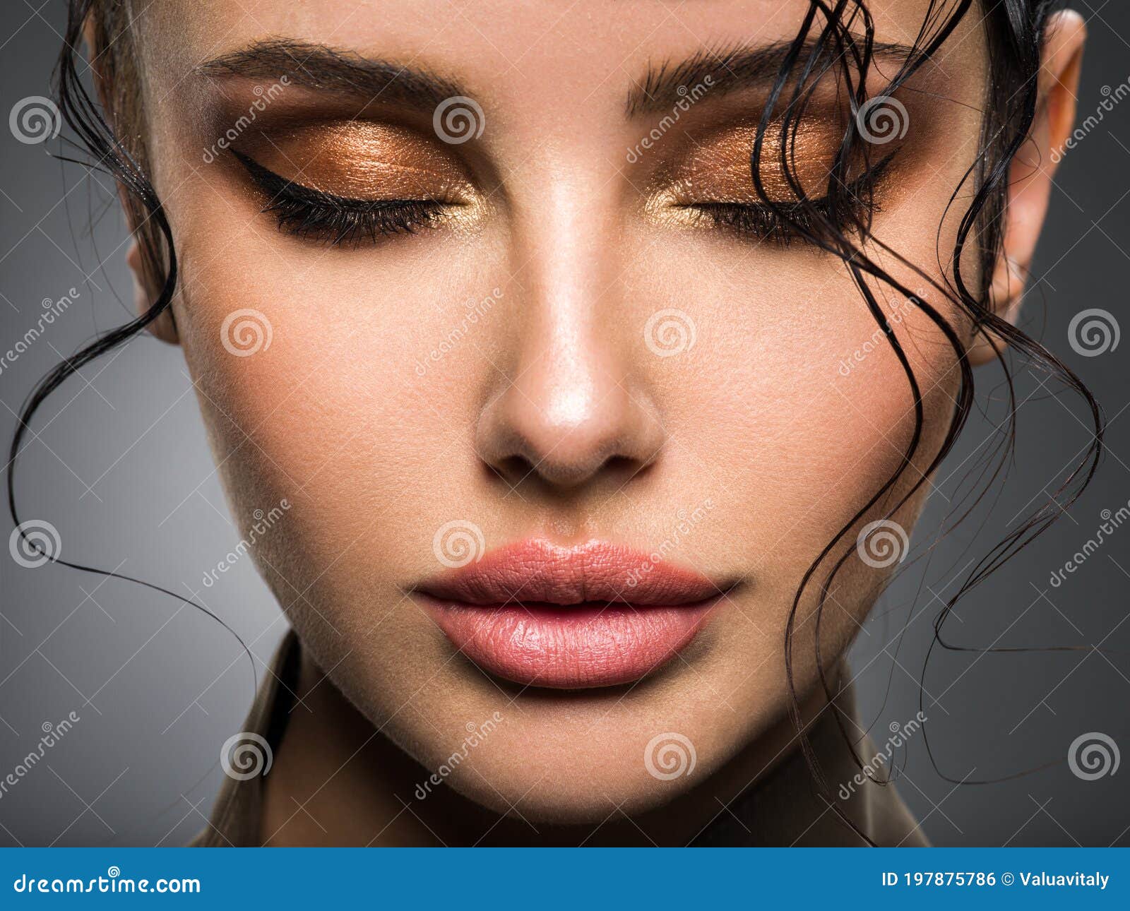 Close Up Portrait Of A Young Beautiful Brunette Girl In 