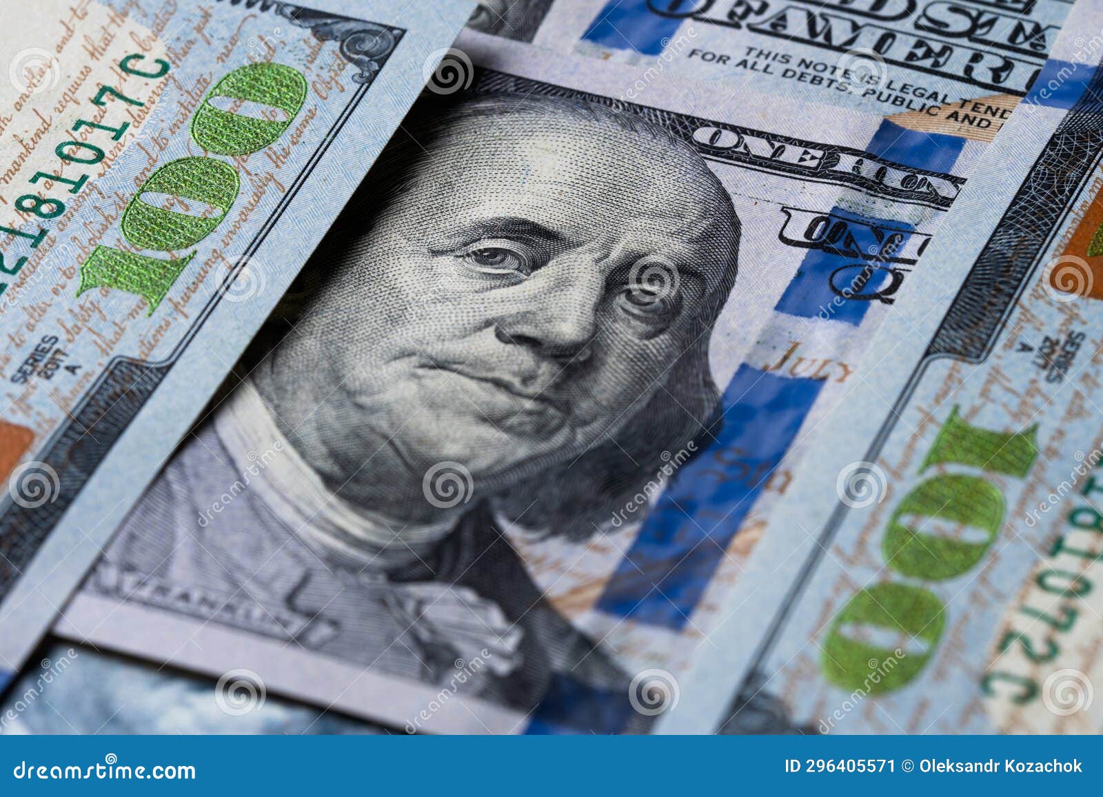 Closeup Portrait Benjamin Franklin on 100 Us Dollar Bill. Stock Image ...