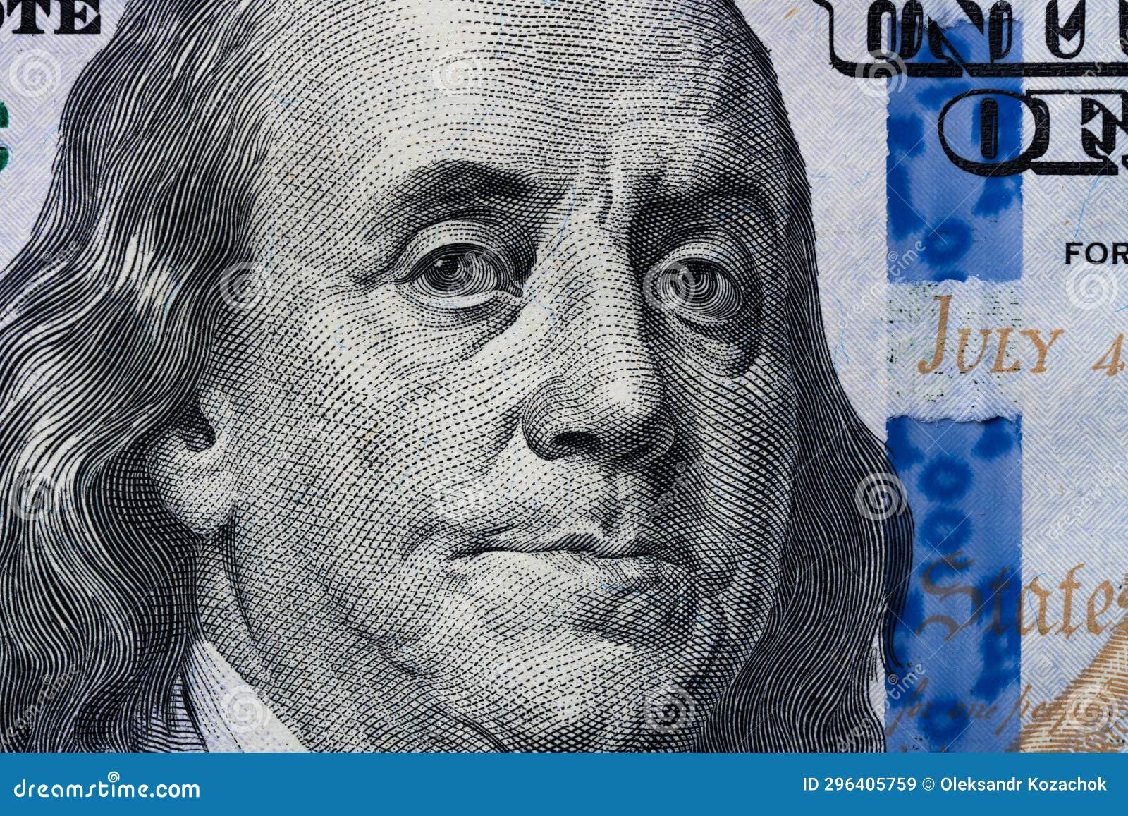 Closeup Portrait Benjamin Franklin on 100 Us Dollar Bill. Stock Image ...