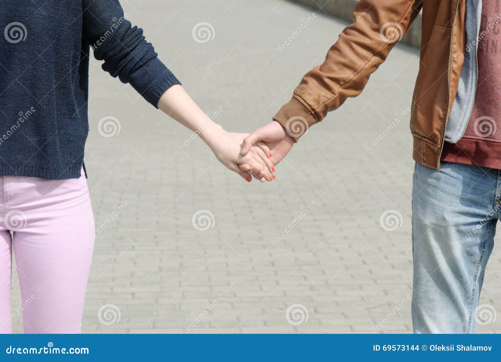 Closeup Portrait. Boy and Girl Holding Hands Stock Photo - Image ...