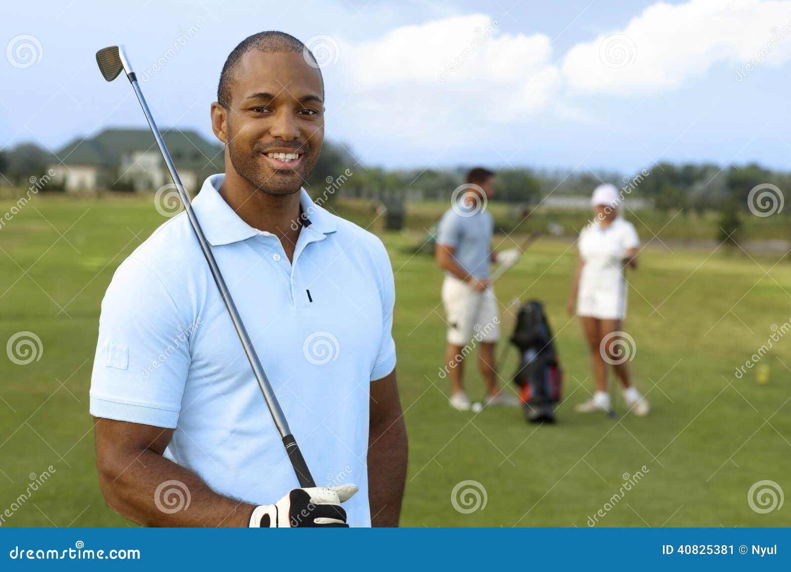 closeup portrait of handsome black golfer