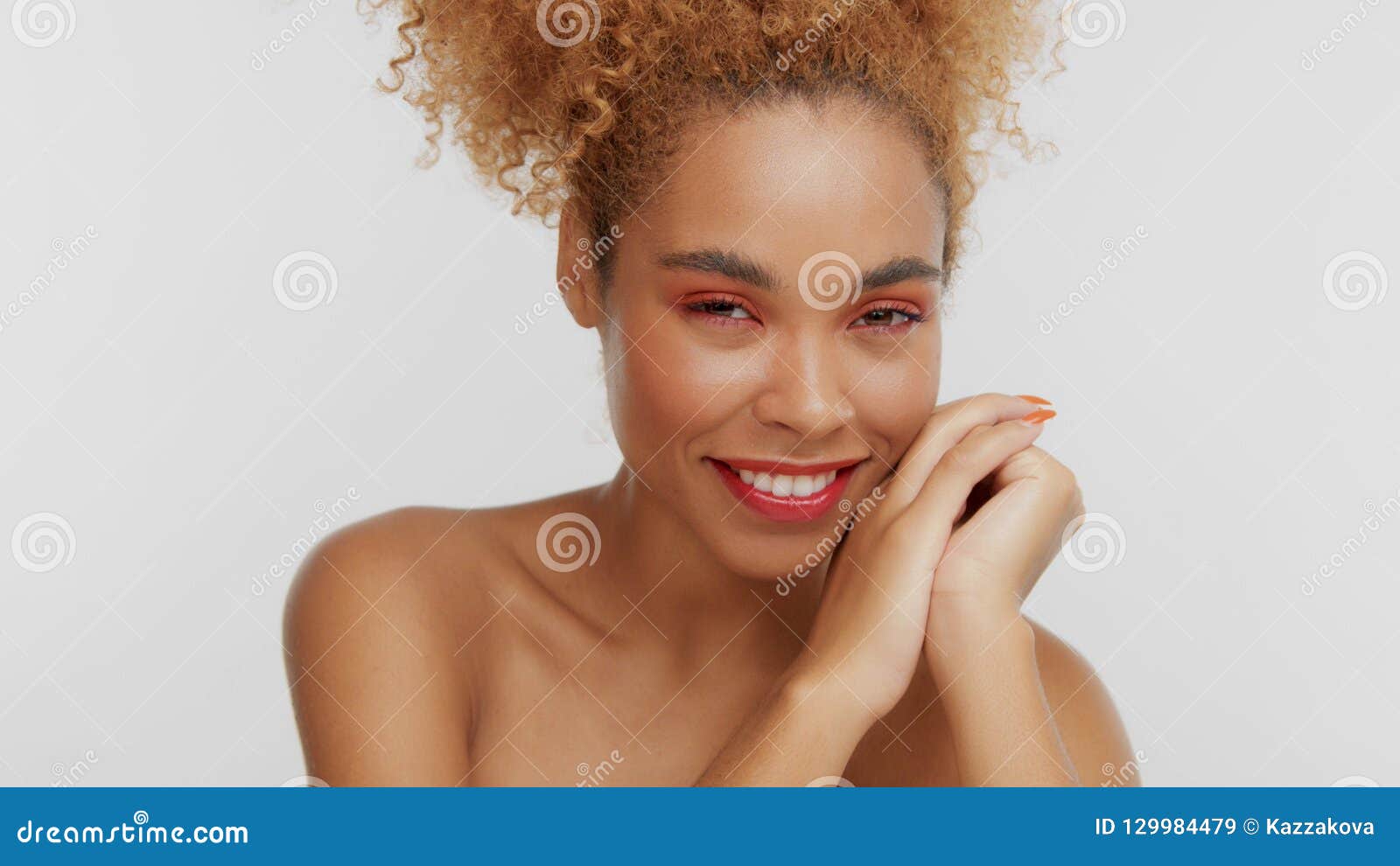 Mixed Race Black Blonde Model With Curly Hair Stock Image Image