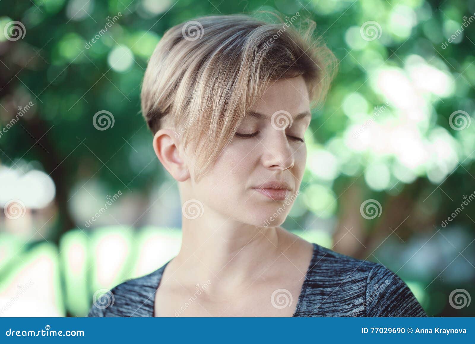 Closeup Portrait Of Young Middle Aged White Caucasian Girl Woman