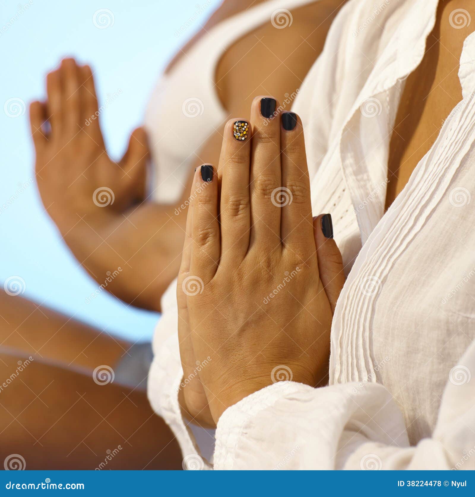 Closeup Praying Hands With Polished Nails Stock Photo Image 38224478