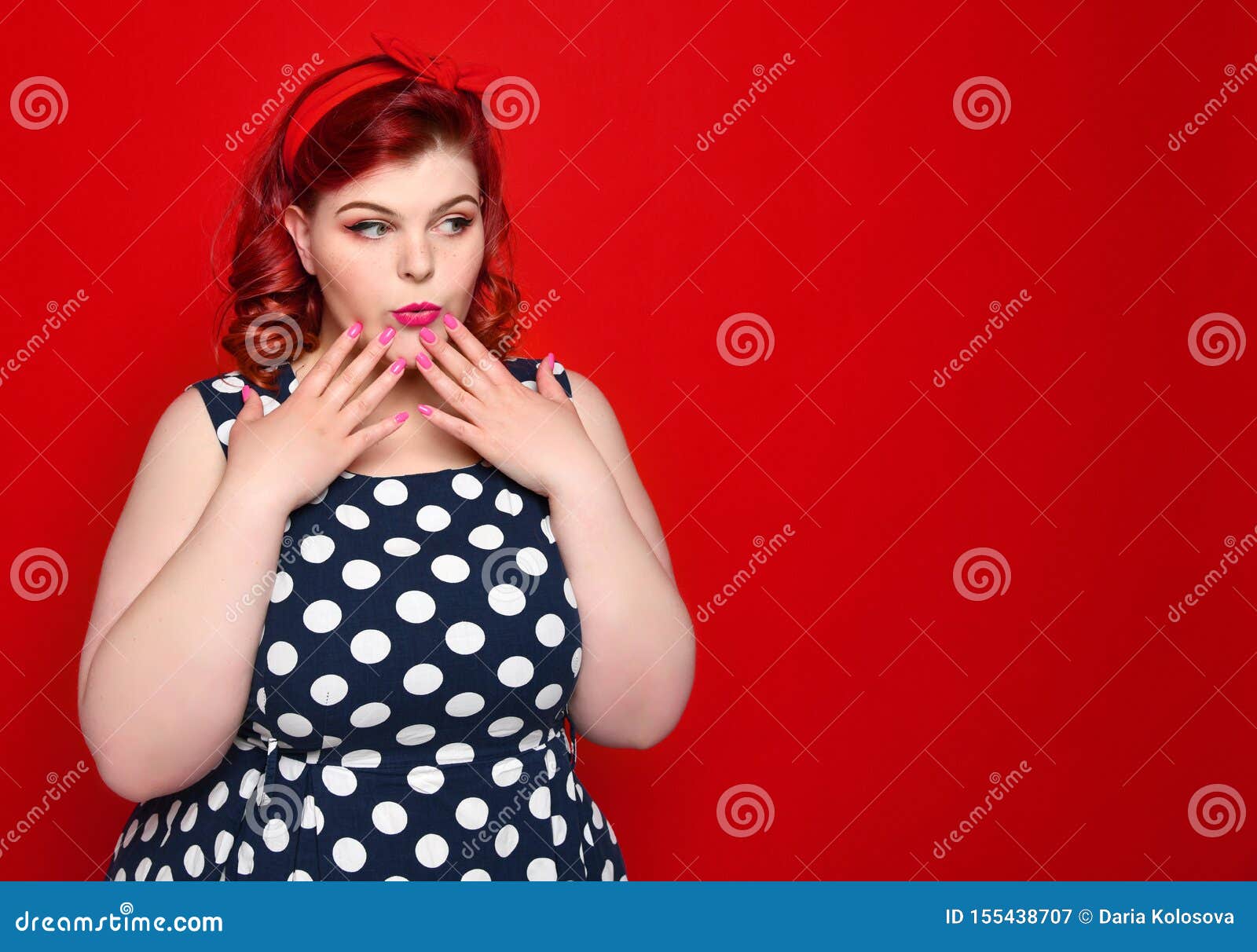 Retro. Full Length Of Woman Girl In Pinup Style Stock 