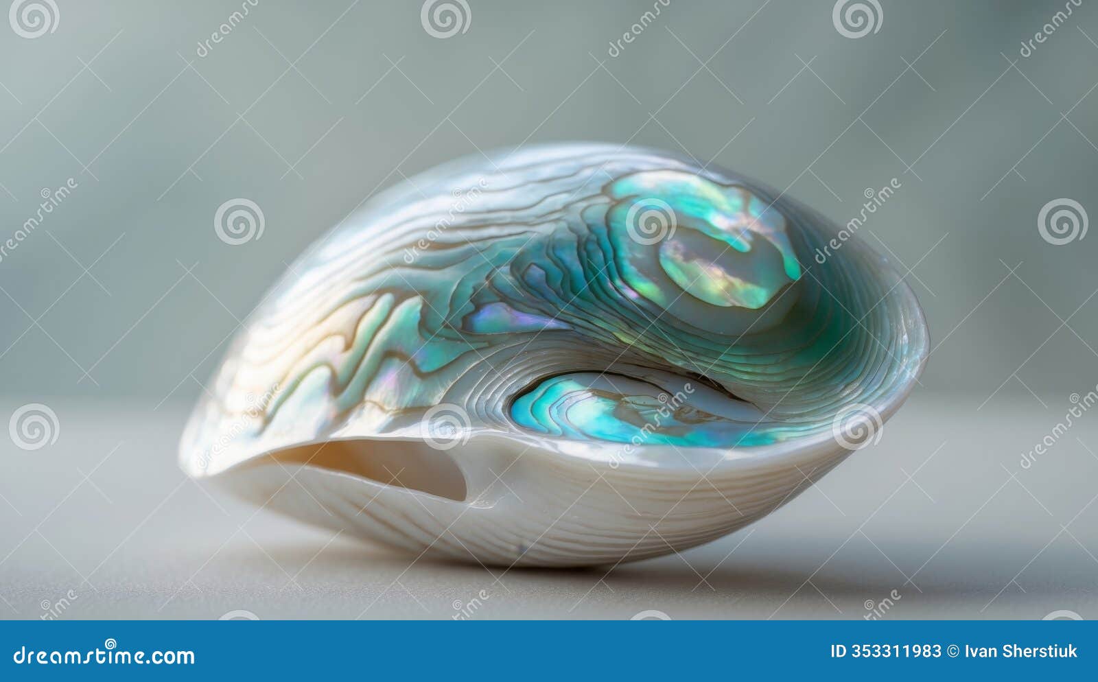 closeup of a pristine natural abalone shell revealing its intricate textures and oceanic beauty