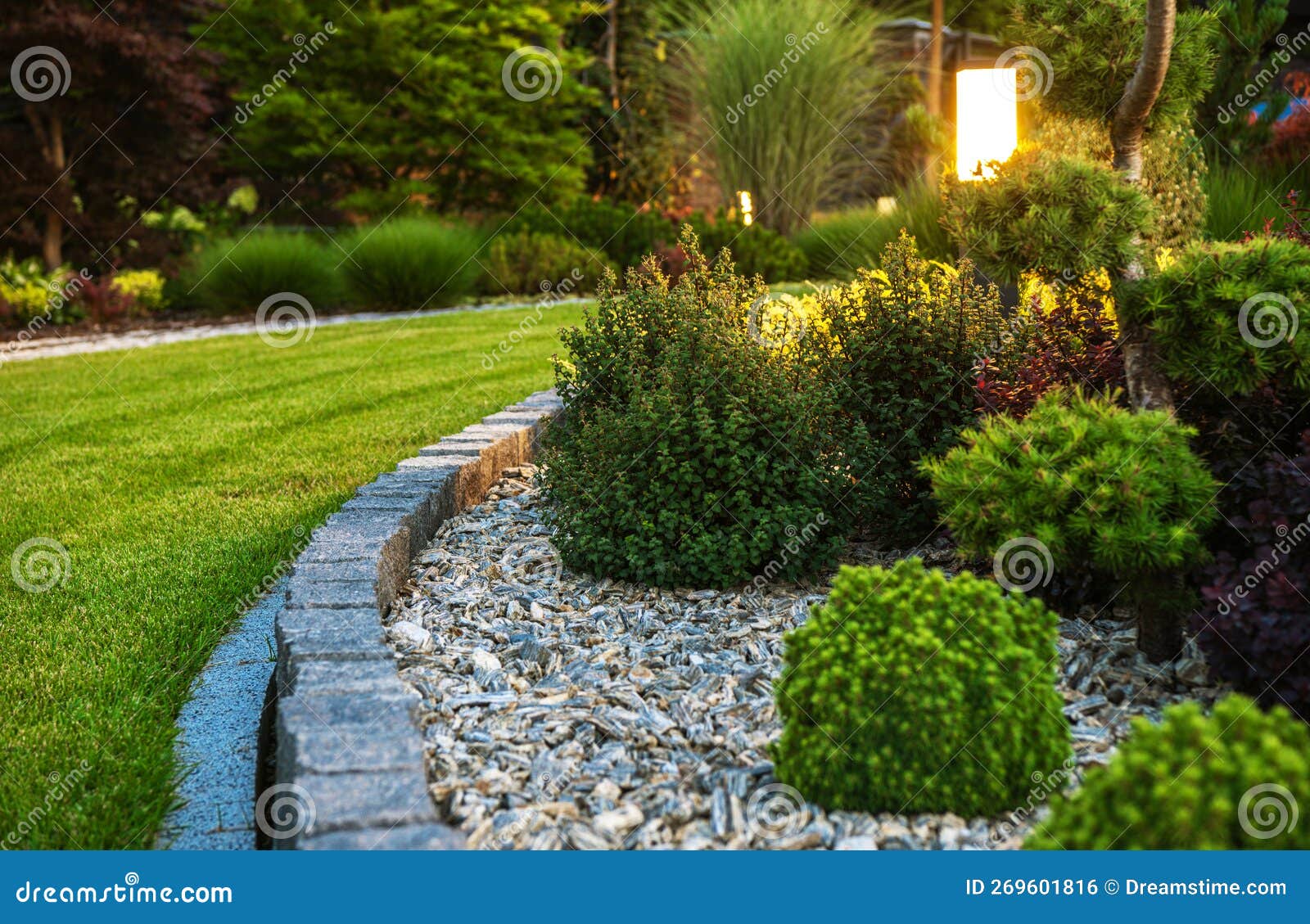 professionally landscaped garden flower bed