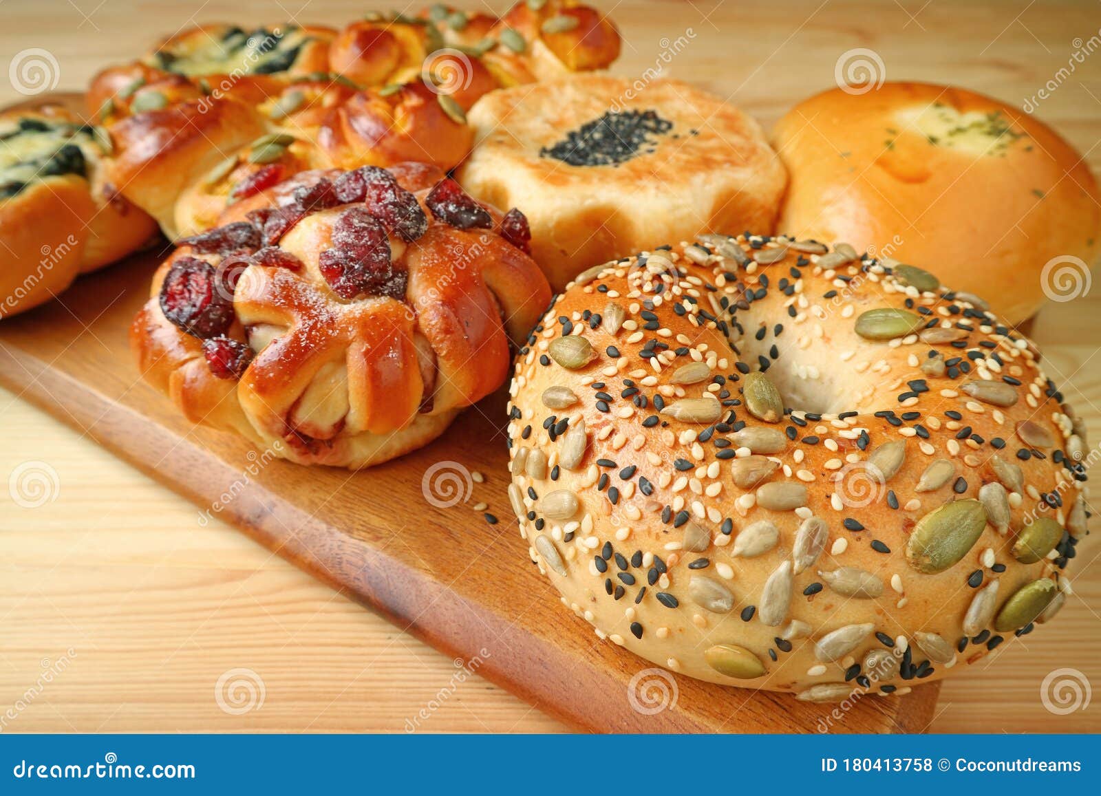 Closeup Pumpkin Seeds and Sesame Bread with Assorted Sweet and Savory