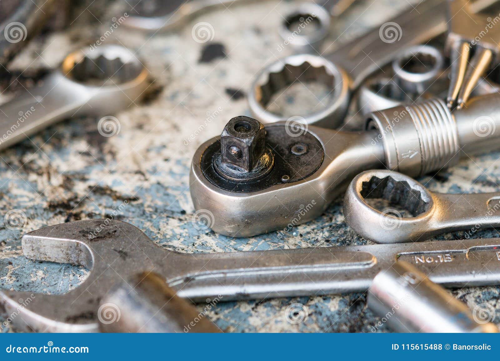 Ratchet Wrench On White Background Stock Photo