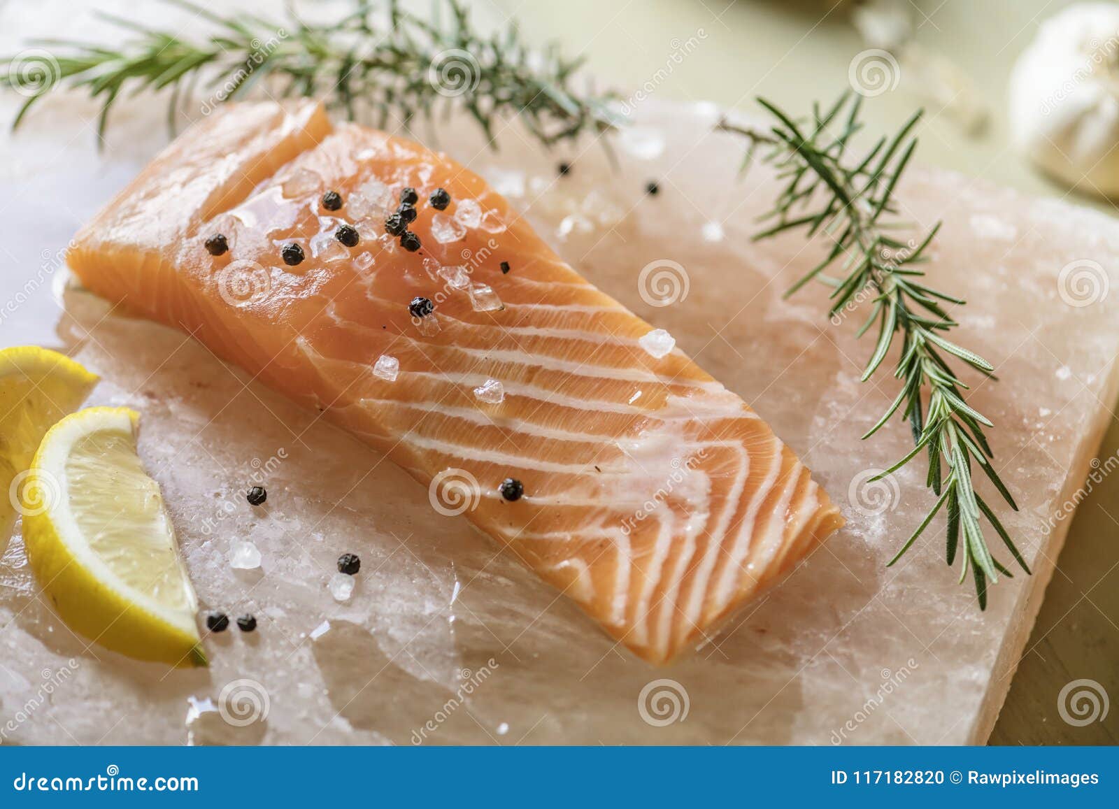 Closeup of a Raw Salmon with Seasoning Stock Photo Image of pink