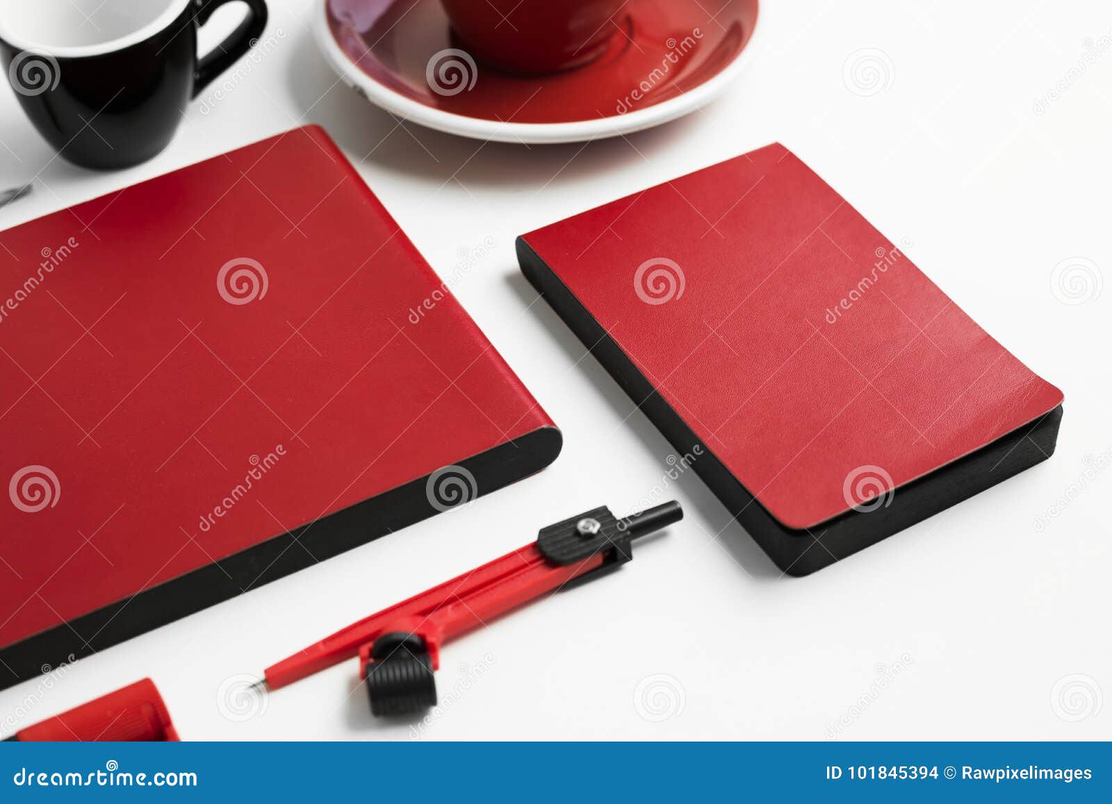 Closeup of Red Stationery on White Table Stock Photo Image of blank