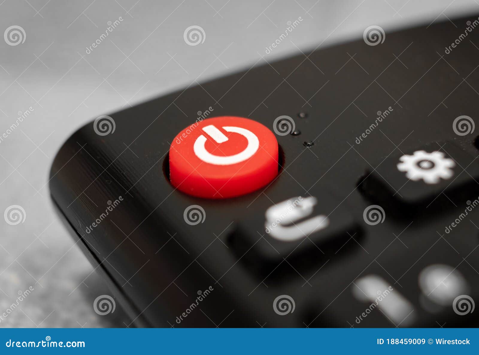 Closeup of the Red Turn Off Button on a Remote Control Under the Lights  Stock Image - Image of technology, multimedia: 188459009