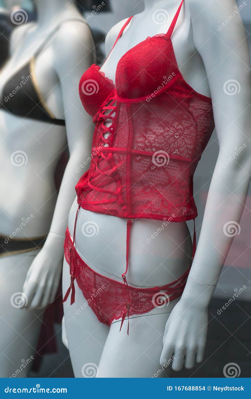 Closeup Red Leather Bra Mannequin Fashion Store Showroom Stock Photo by  ©NeydtStock 405824060