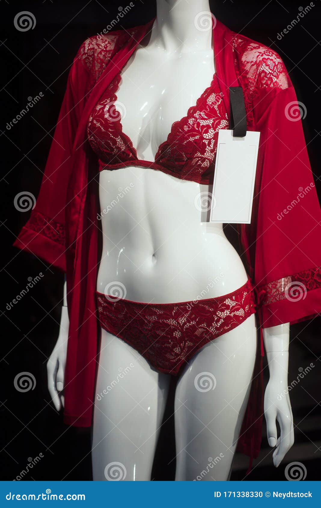 Red Underwear with Nightie on Mannequin in Fashion Store Showroom for Women  Stock Photo - Image of lace, people: 171338330