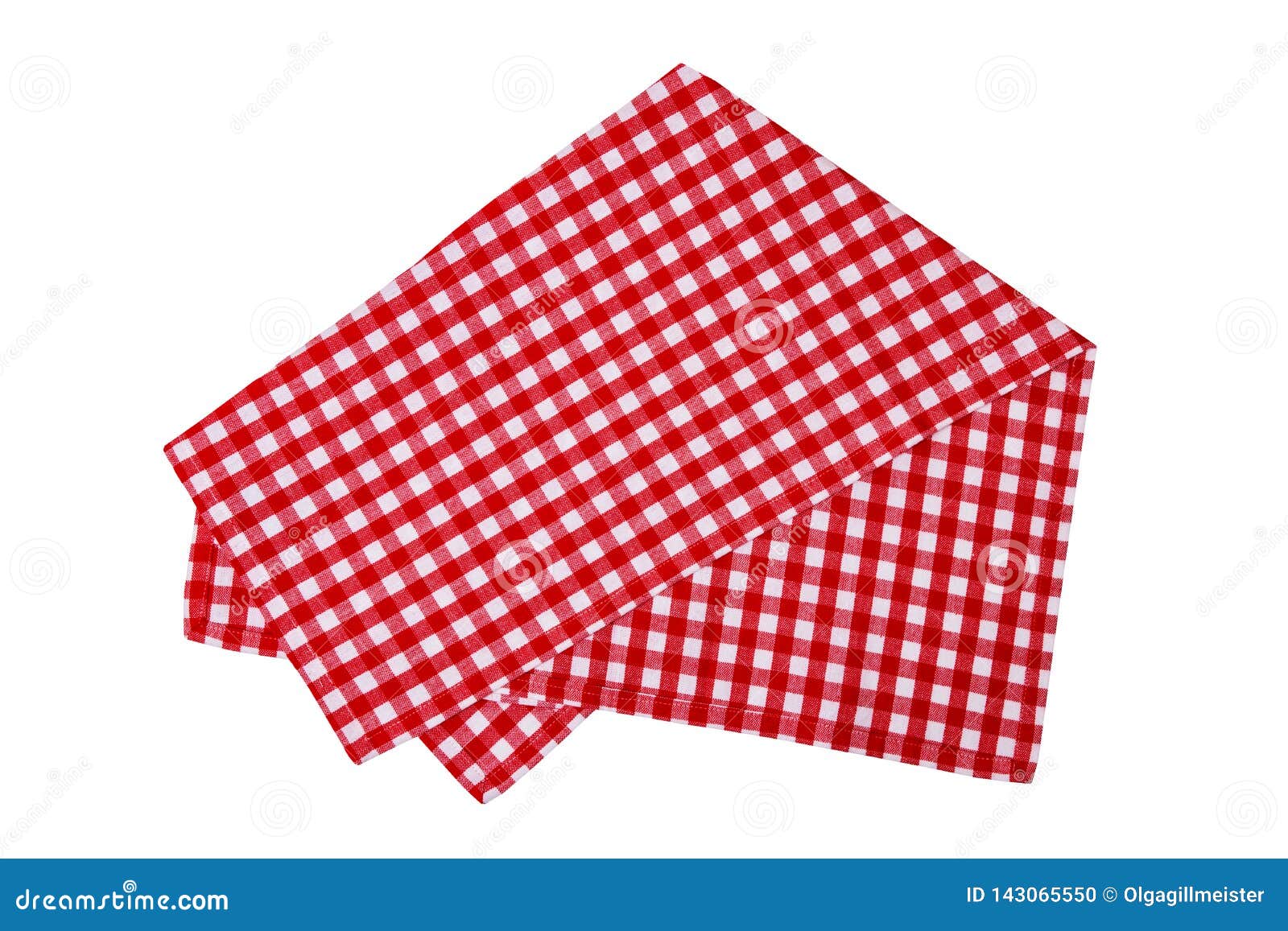 Closeup of a Red and White Checkered Napkin or Tablecloth Isolated on