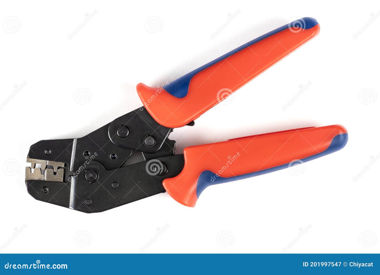 closeup of a red wire crimper