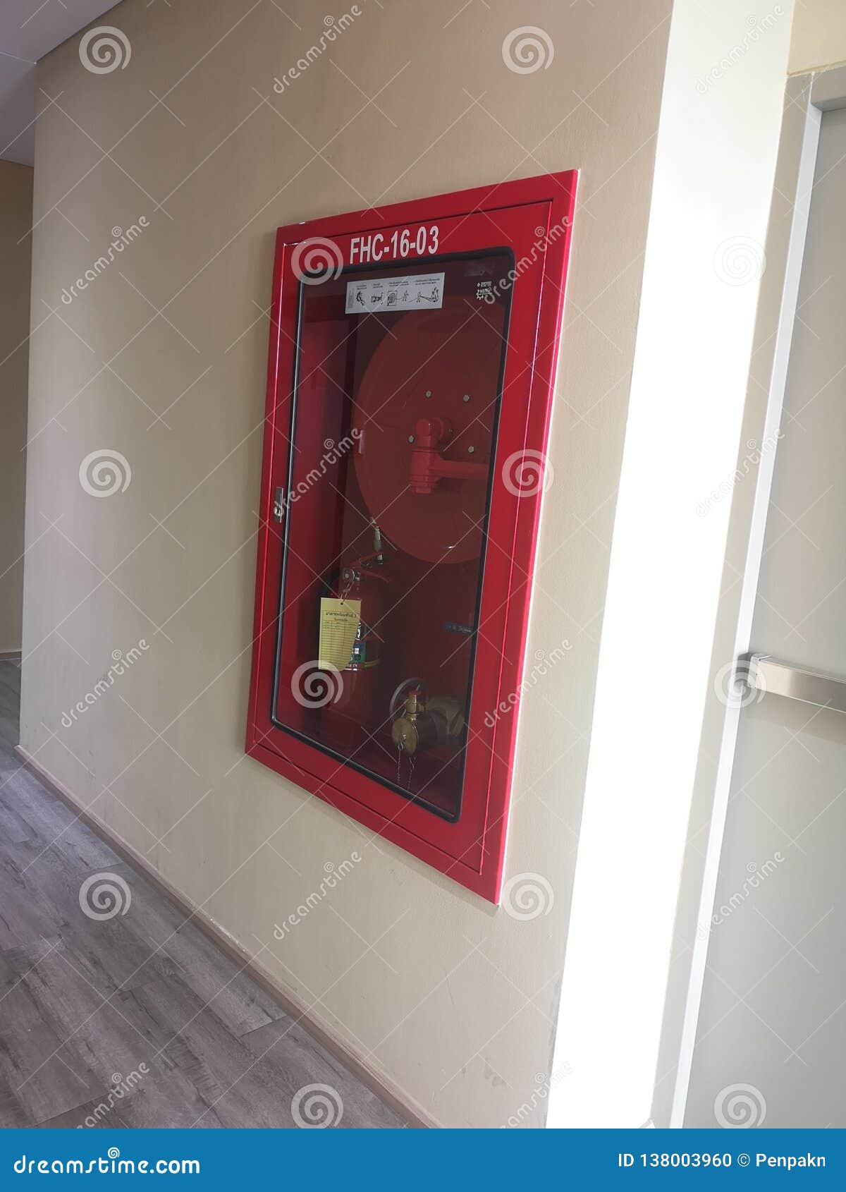 FHC Red Fire Hose Cabinet In Wall Stock Photo Image Of fhc-red-fire-hose-cabinet-in-wall-stock-photo-image-of