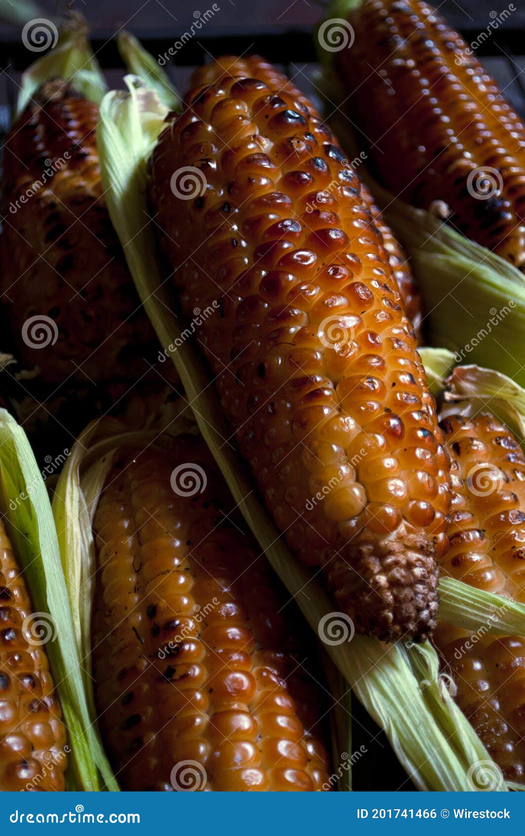 Closeup of Roasted Corns Bunch Stock Photo Image of ripe, fried