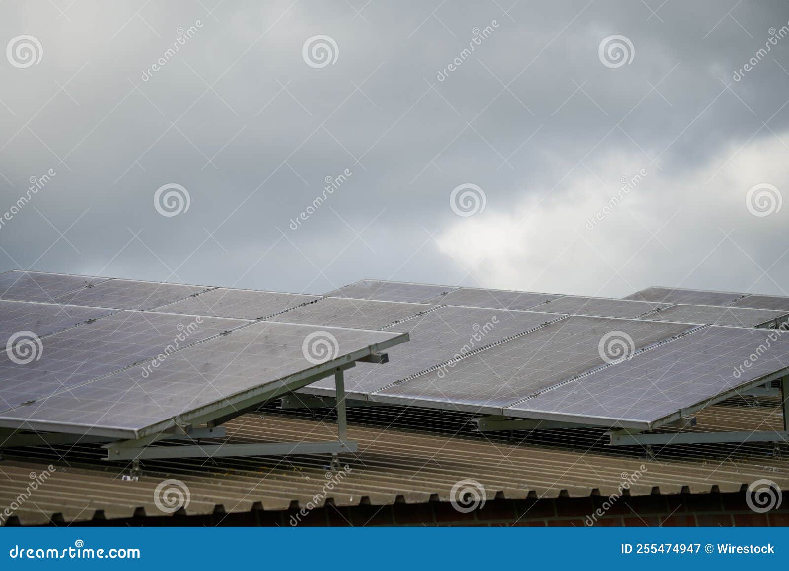 Closeup of a Roof Covered with White Solar Panels Stock Image Image