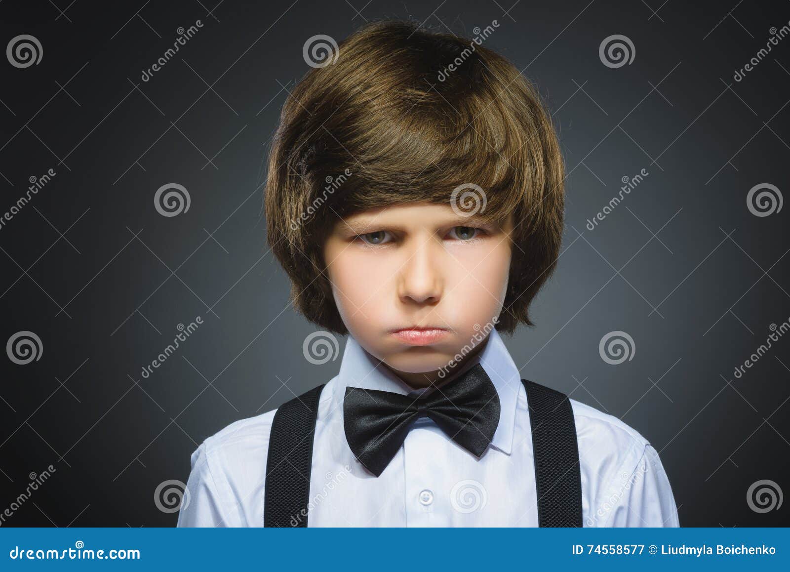 Closeup Sad Boy with Worried Stressed Face Expression Stock Image