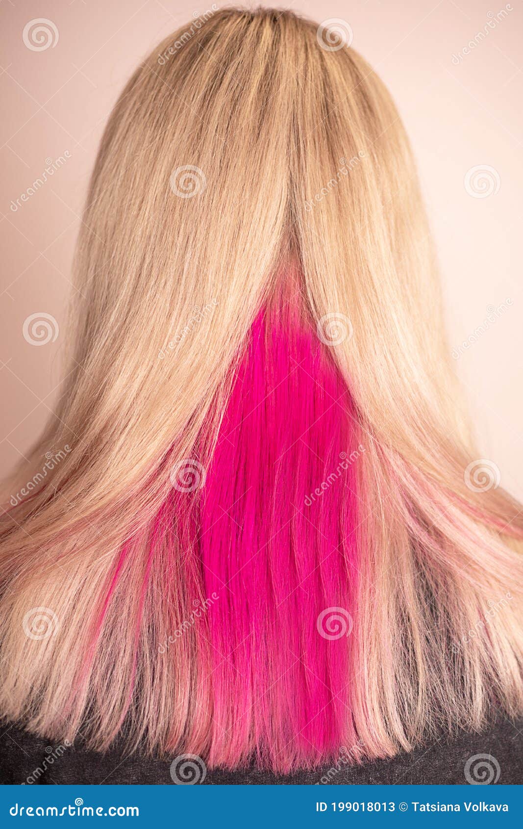 Closeup Shoot of Female Head with Fresh Dyeing Blond Pink Color Hair. Back  Veiw Stock Image - Image of blonde, hairstyle: 199018013
