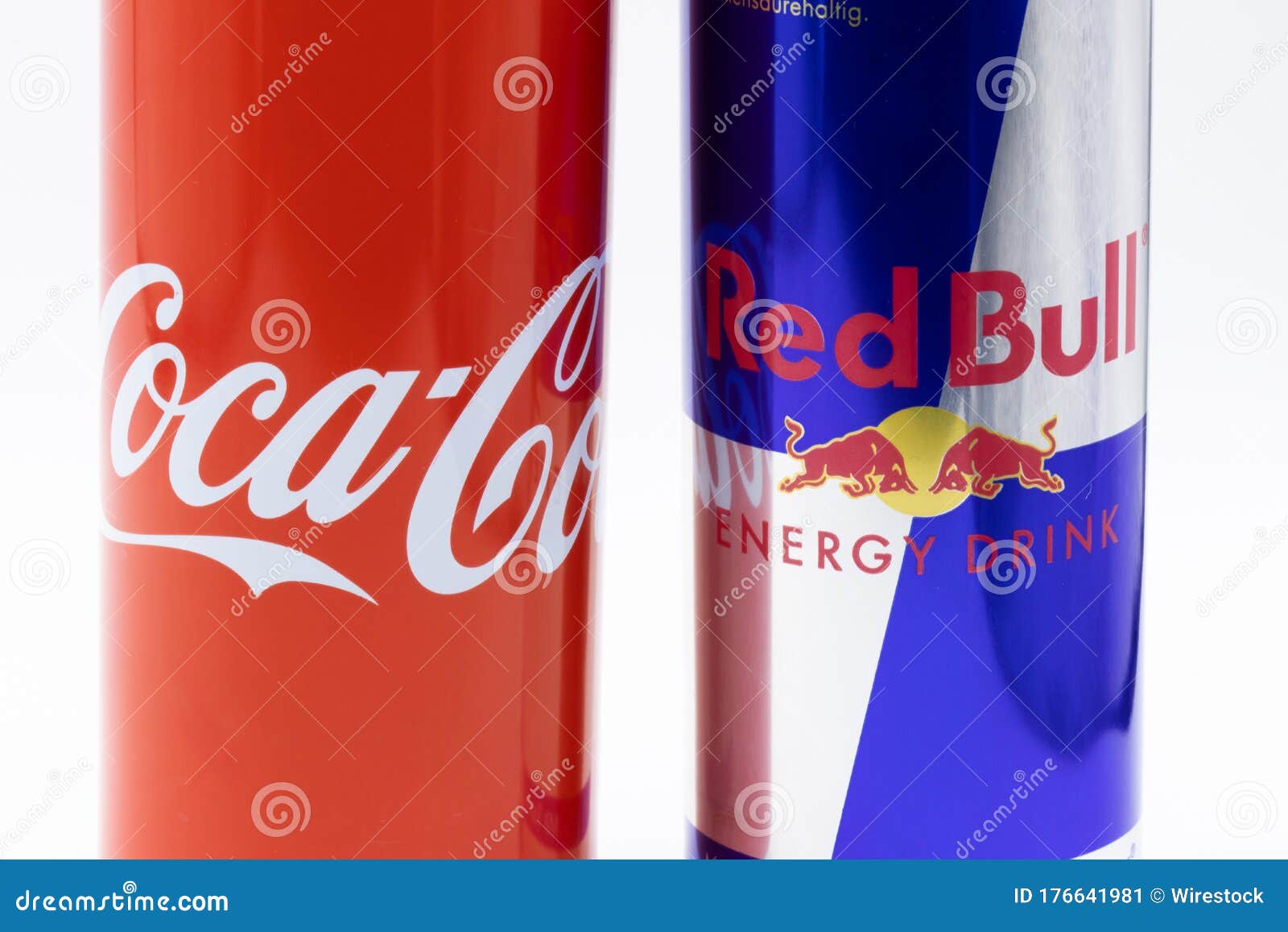 A Closeup Shot of a Coca Cola Can and a Redbull Can Next To Each Other on a  White Background Editorial Photo - Image of corporation, diabetes: 176641981