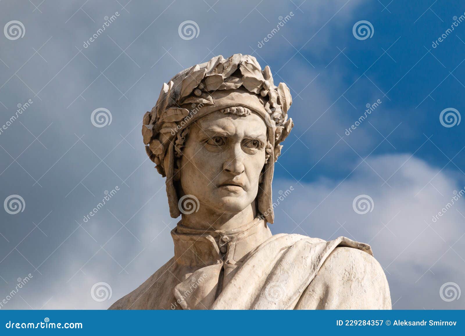 closeup shot of the famous white marble monument of dante alighieri in florence