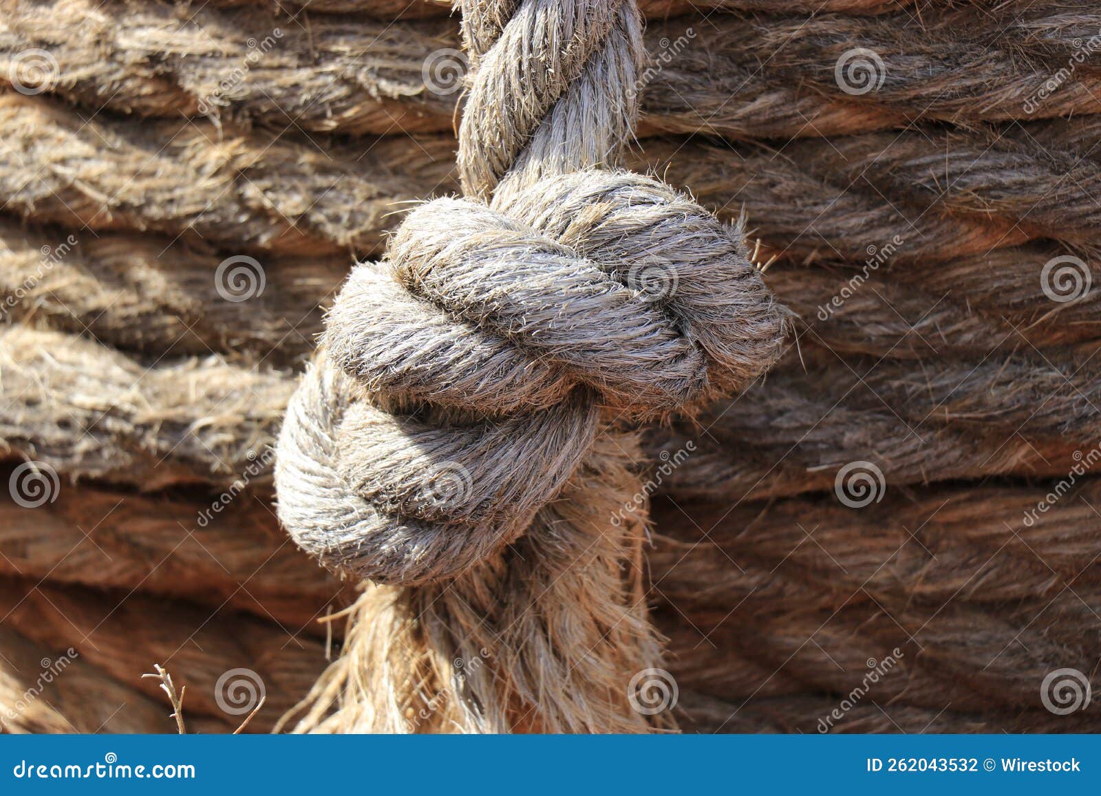 Closeup Shot of a Knot Made of Straw Rope Stock Photo Image of wooden