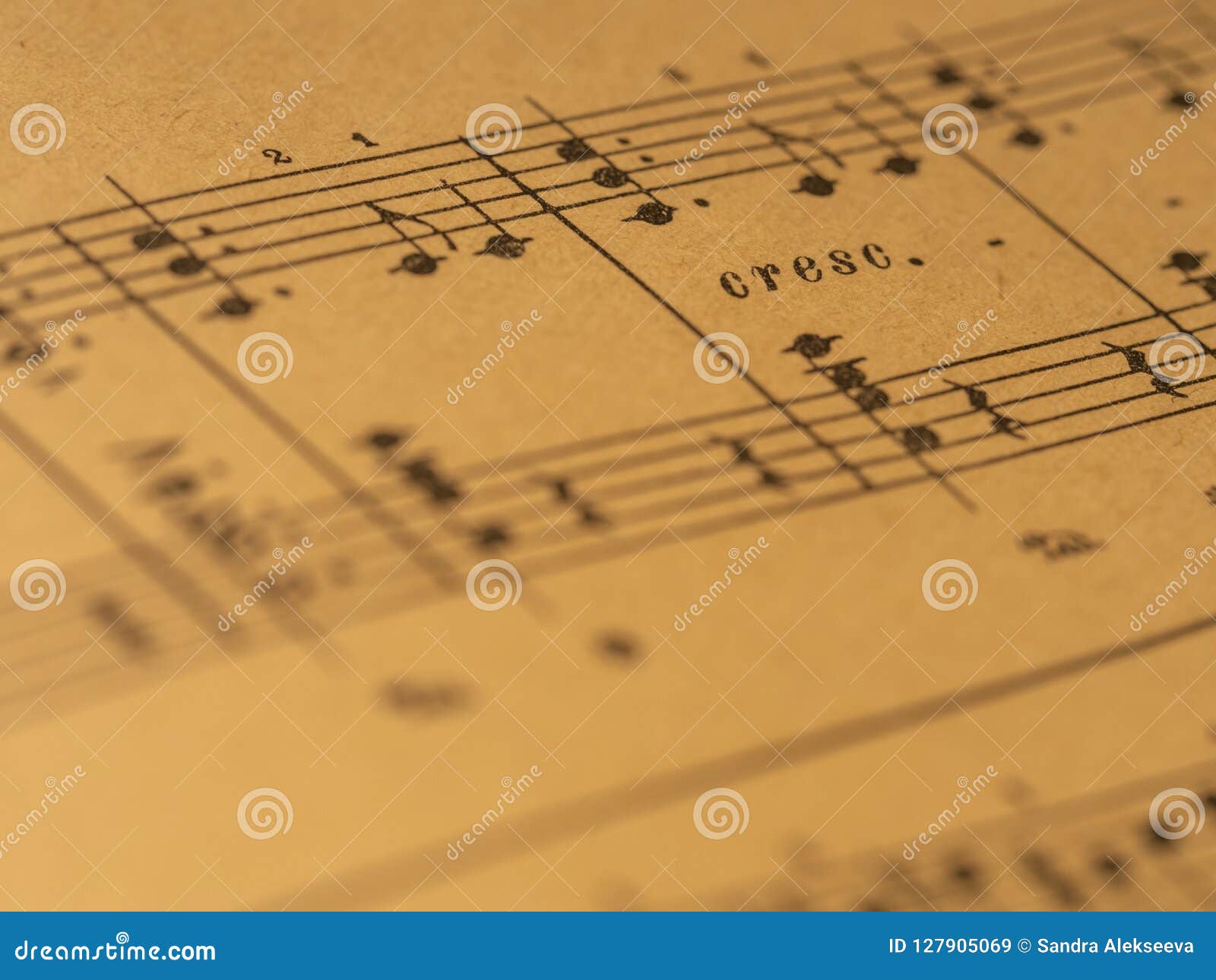 classical print piano score with crescendo mark