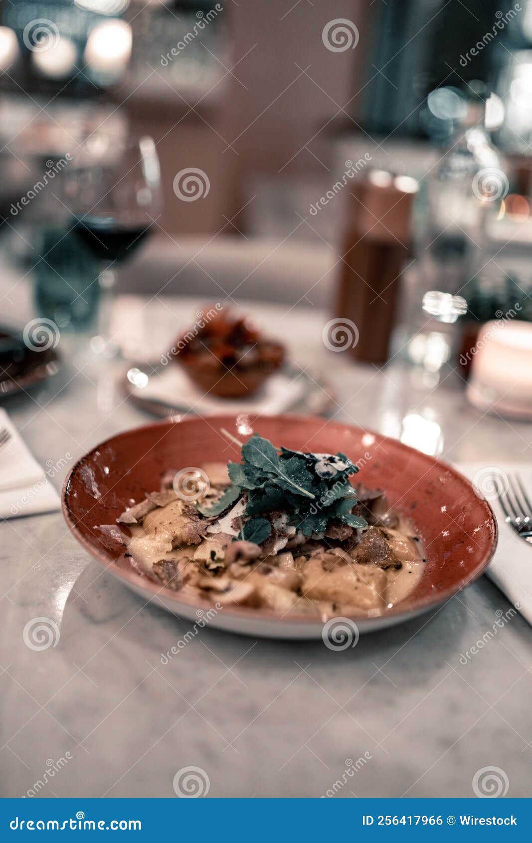 Closeup Shot of Risotto on a Table in a Restaurant Stock Photo Image