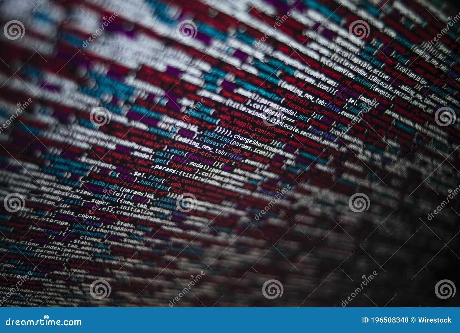 Closeup Shot of a Screen with HTML JavaScript Source Code for Web Page ...