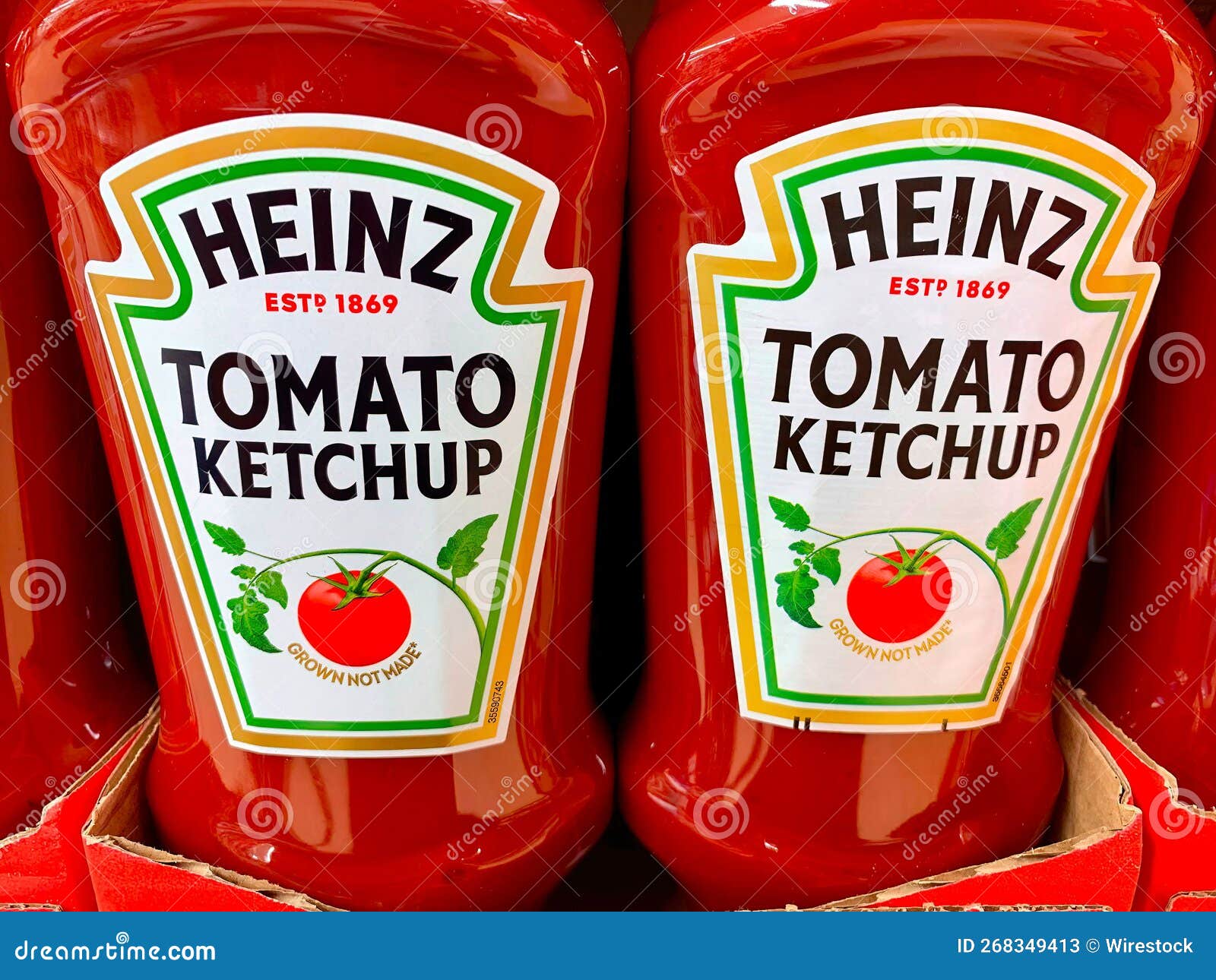 Bottles Of Heinz Ketchup Stacked On Shelves. Editorial Photo