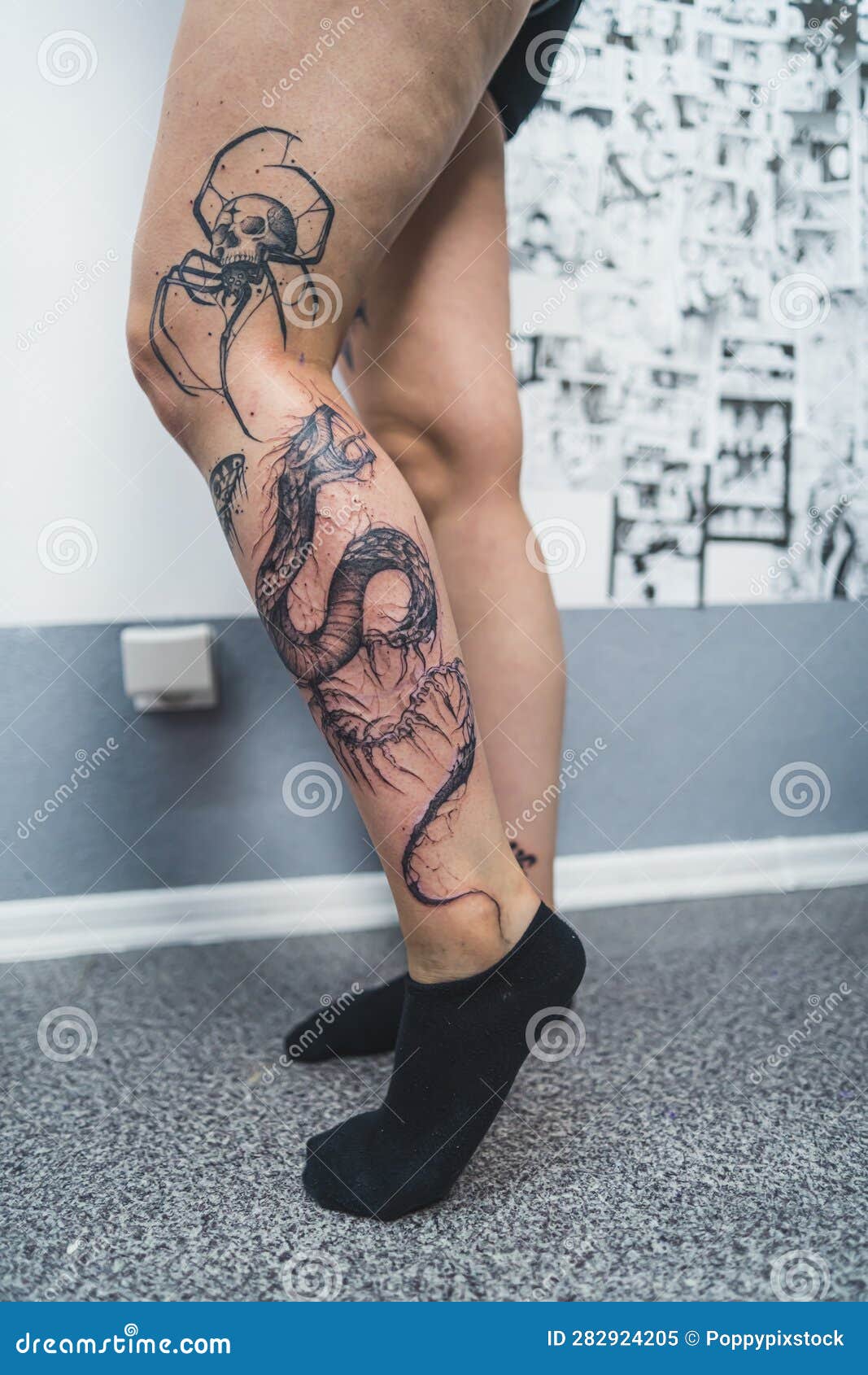 Tattoo, tat, ink, snake, snake tattoo, leg, leg tattoo, flowers, flower  tattoo, blackandgreytattoo, realism, realism tattoo, 3d tattoo, b&g tattoo,  portrait tattoo, portrait, tattooart, tattoo life, photography tattoo,  tattoorealistic, realistictattoo ...