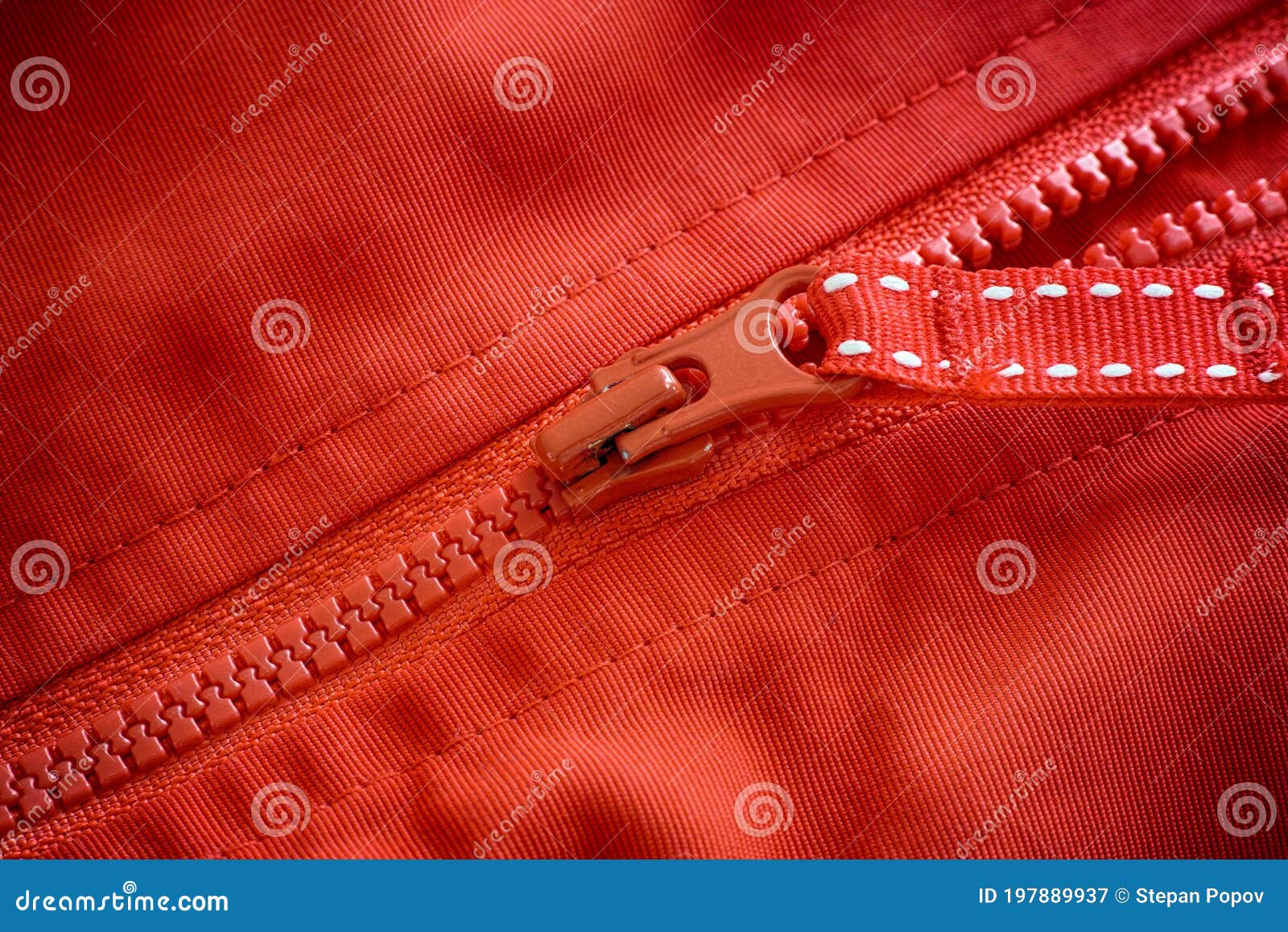 Closeup Shot of a Zipper on a Red Jacket Stock Image - Image of open ...