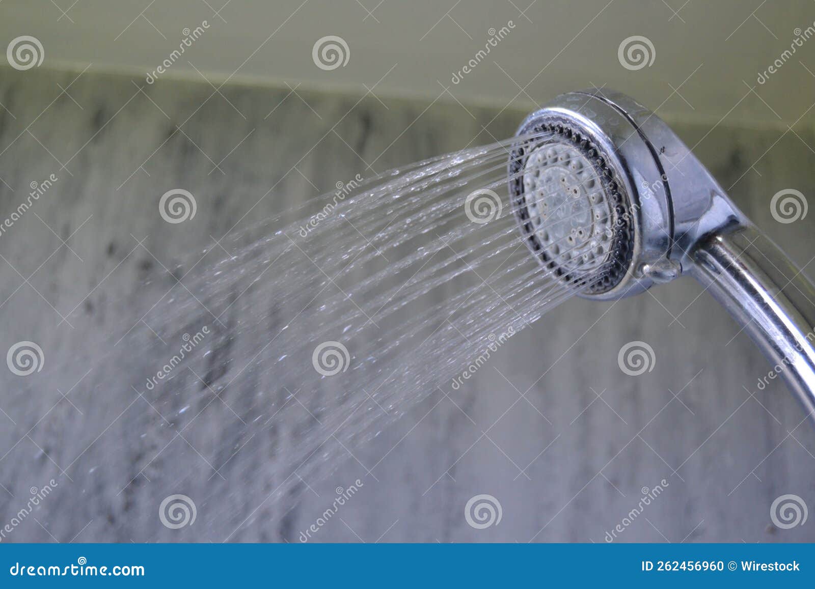 Closeup of a Shower Splashing Water in a Bathroom Stock Photo Image