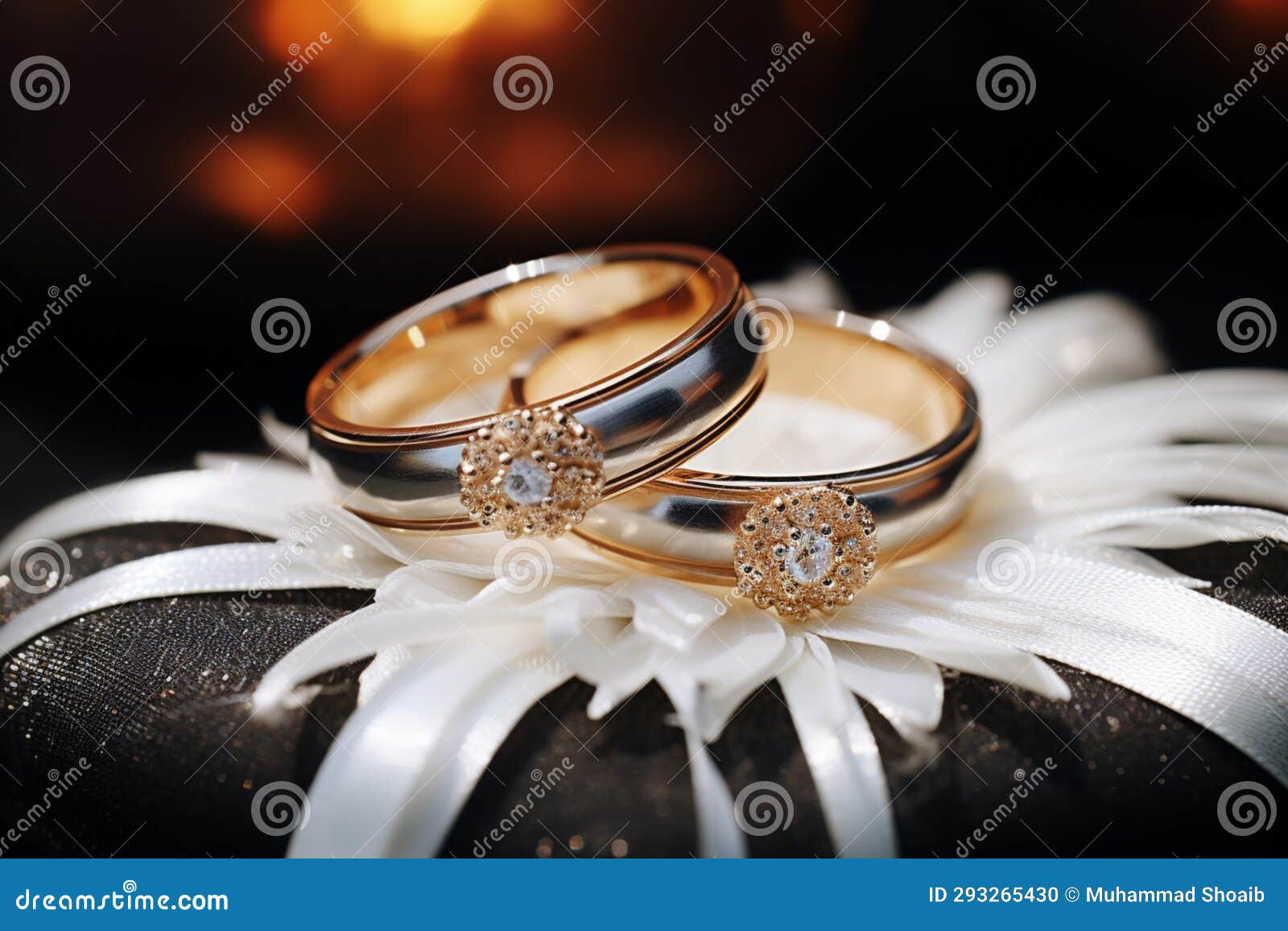 Wedding Rings With Silver And Gold On Bokeh Background In The Style Of  Glitter And Diamond Dust. Closeup Photo With Copy Space For Text. Stock  Photo, Picture and Royalty Free Image. Image