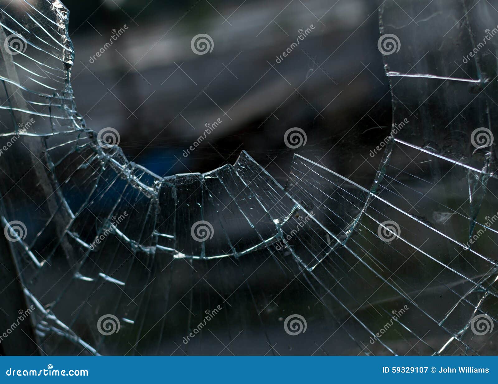 Closeup of Smashed Glass Window Stock Image Image of building